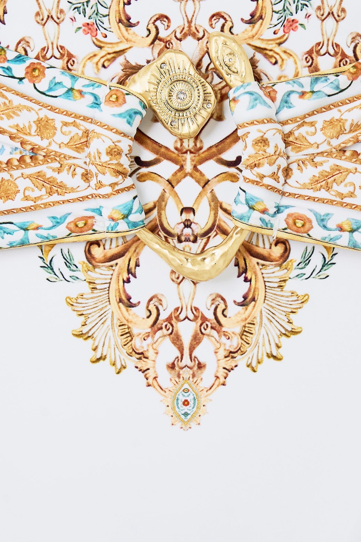 HIGH WAIST BIKINI BOTTOM WITH PLEAT WAIST TRIM OTTOMAN DYNASTY