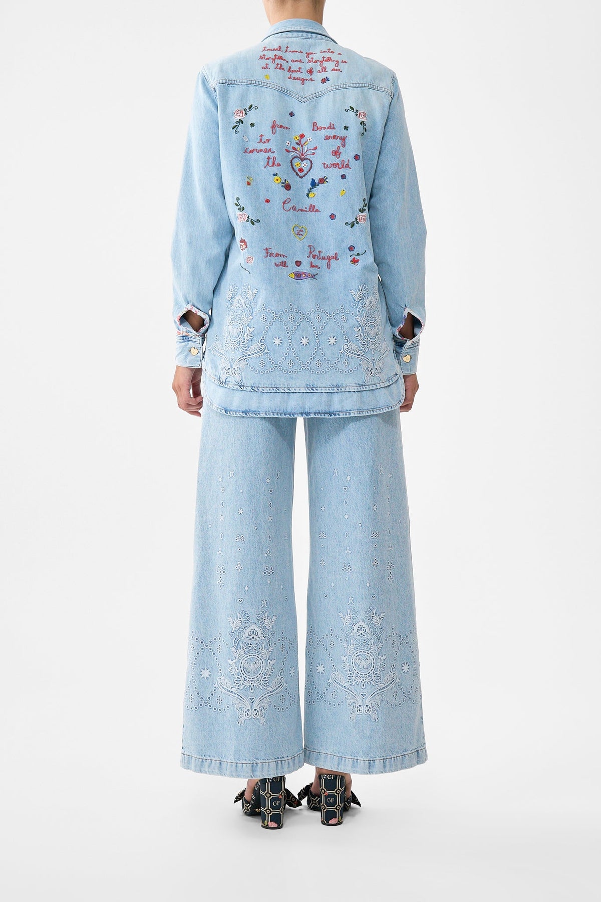 The CAMILLA Sophy Kitsch Stitch Relaxed Shirt in our Denim print.