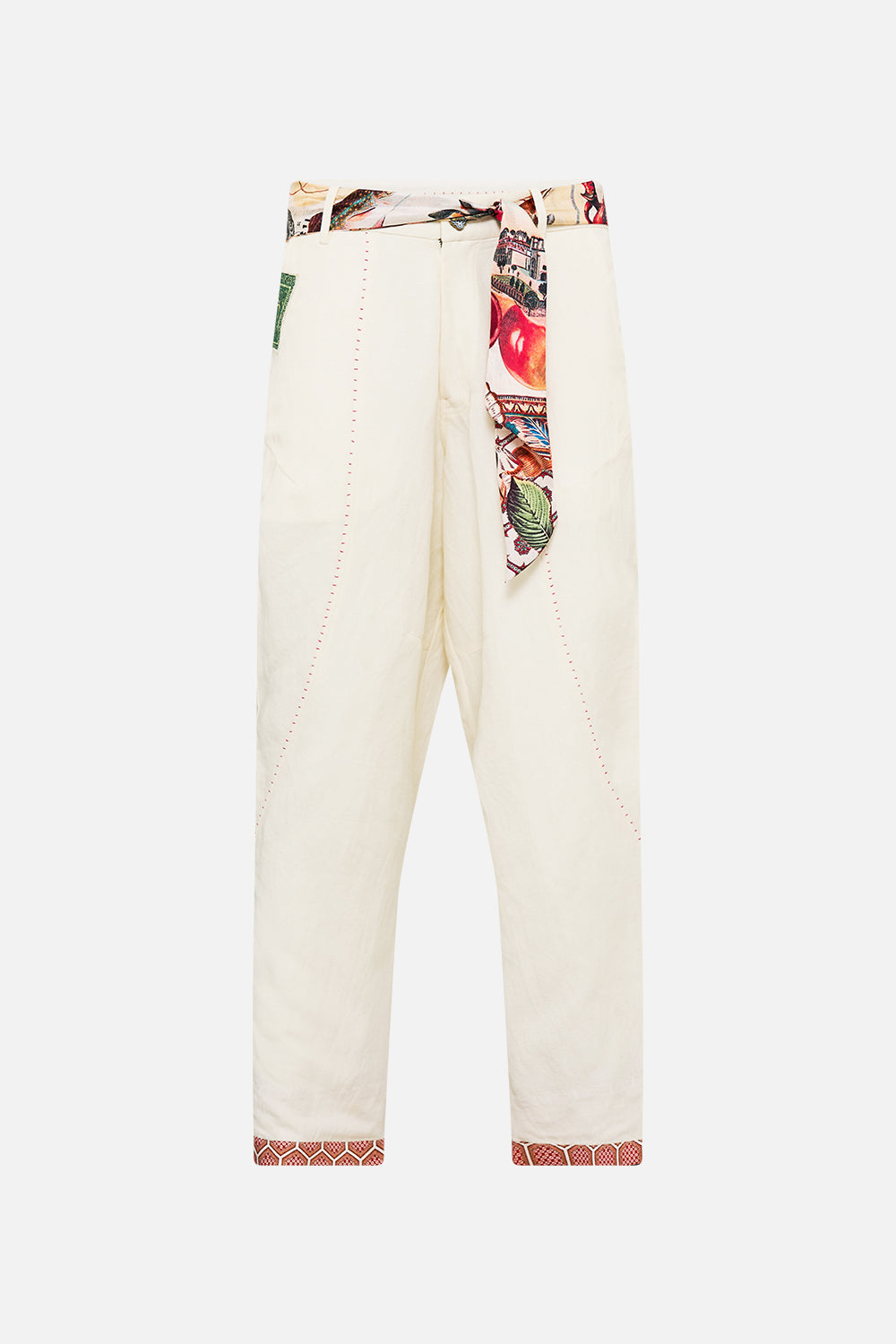 RELAXED PANELLED PANT WITH SILK BELT NOTES FROM THE ROAD