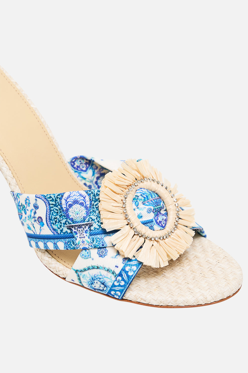 AZRA PRINTED RAFFIA MULE HEEL ISNIK LULLABY