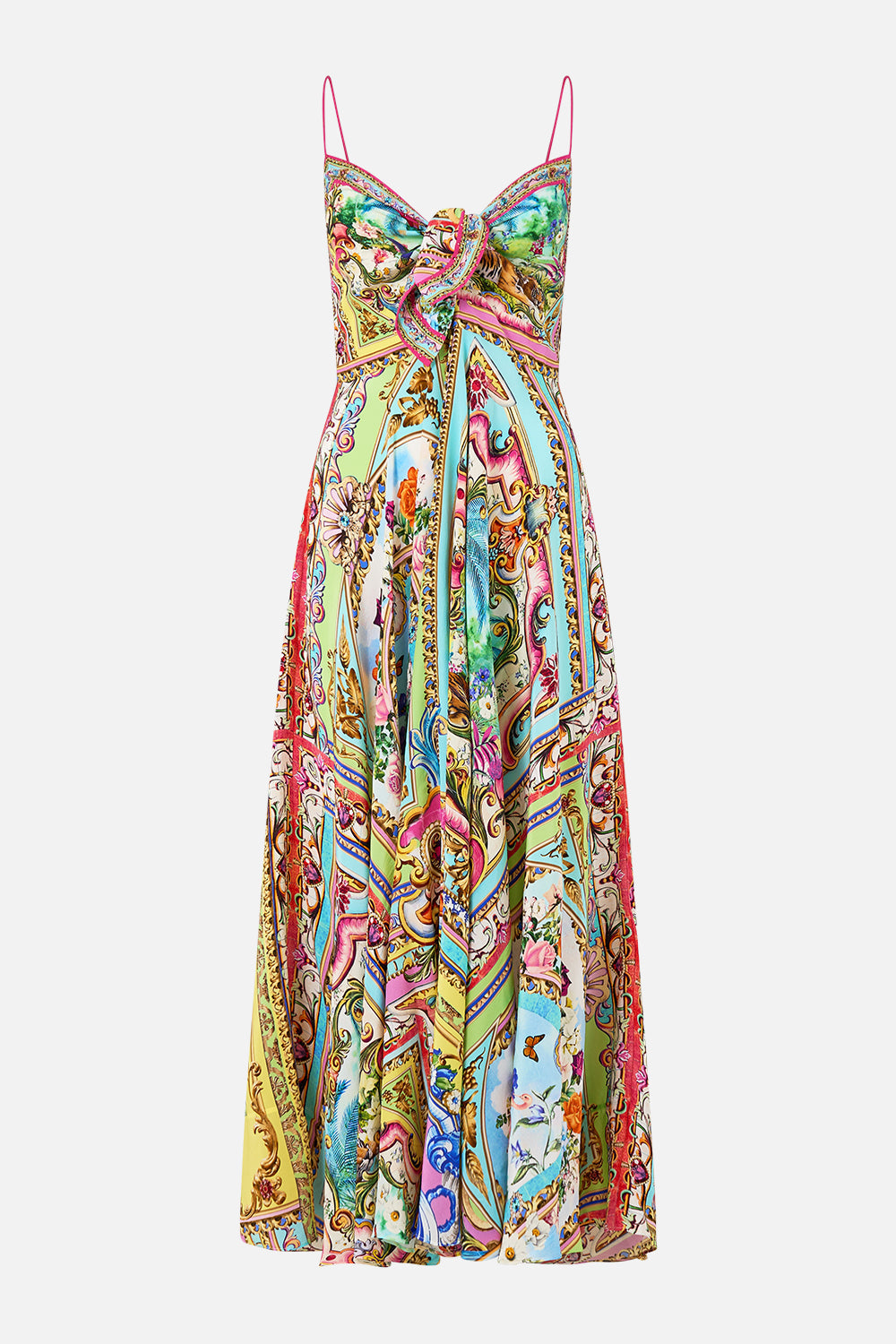 The CAMILLA Long Dress With Tie Front in our Spirit Of Santa Maria print.