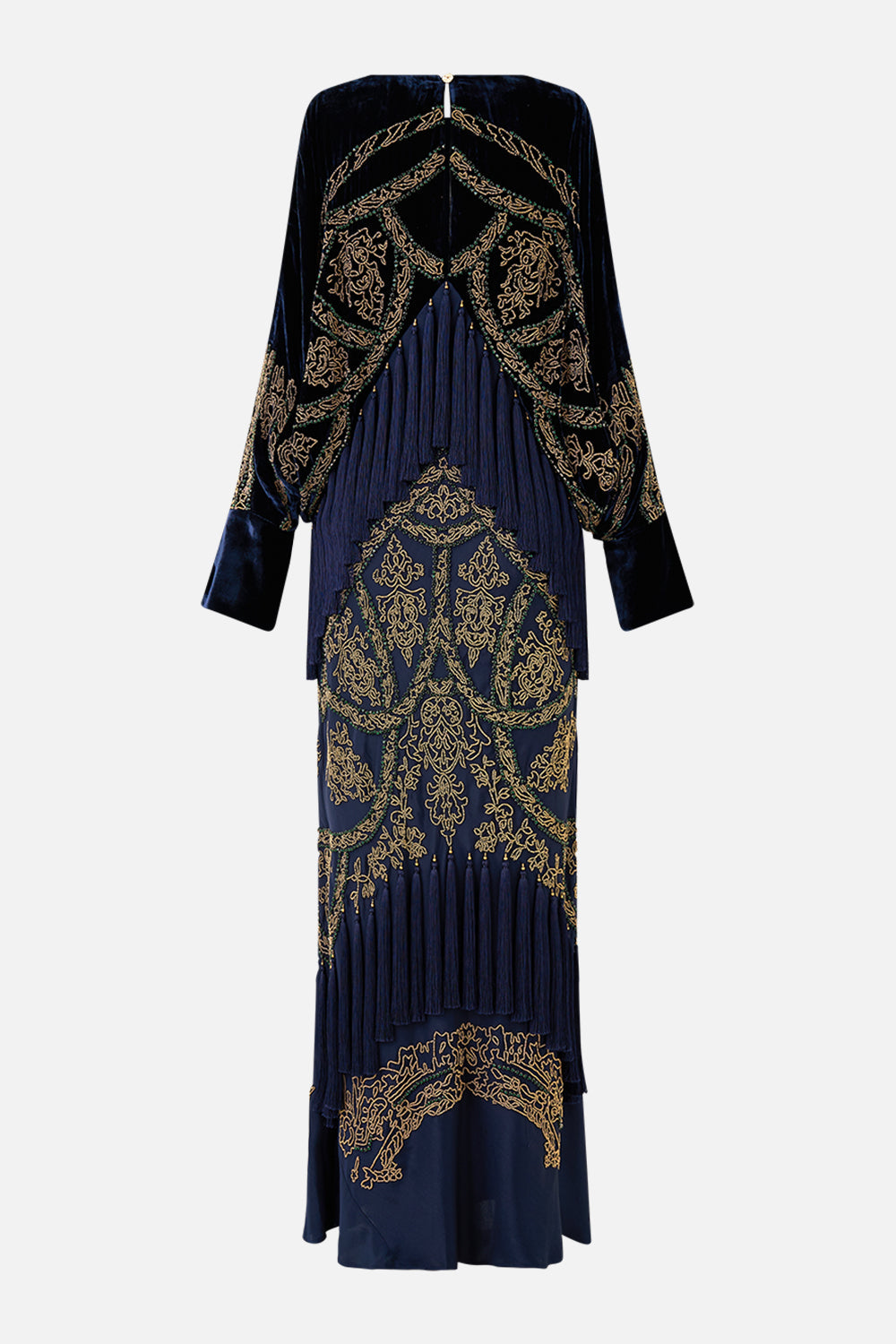 PLUNGE NECK DRAPED SHOULDER DRESS THE IMPERIAL GATE