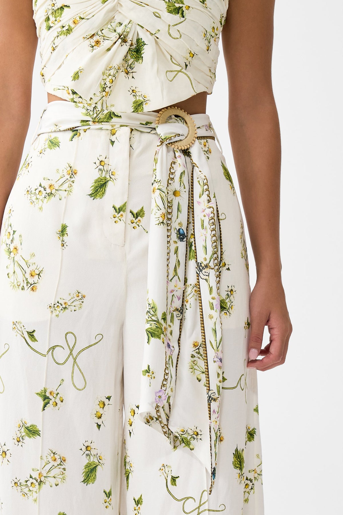The CAMILLA Scarf Belt Wide Leg Pant in our Botanical Utopia print.