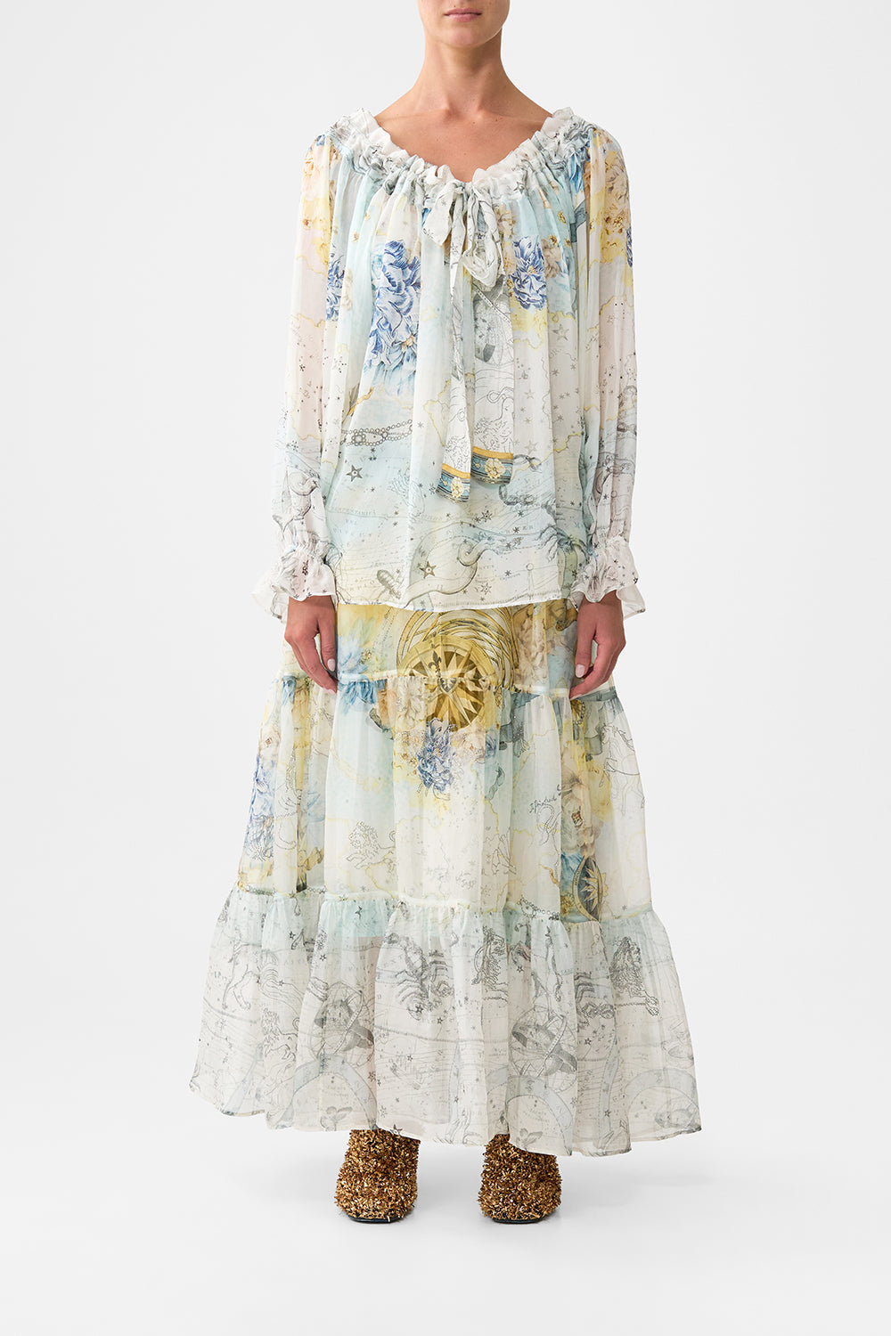 ROUND NECK GATHERED BLOUSE MY LUCKY STARS