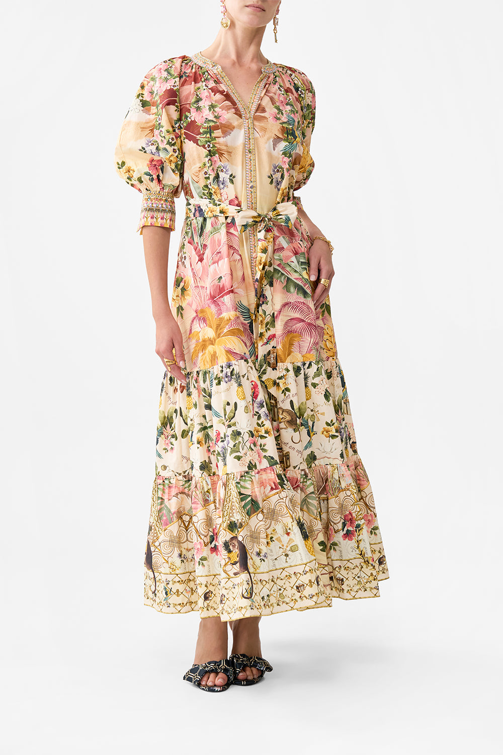 TIERED SHIRT DRESS WITH SHORT SLEEVE WELCOME TO THE WHITE LOTUS