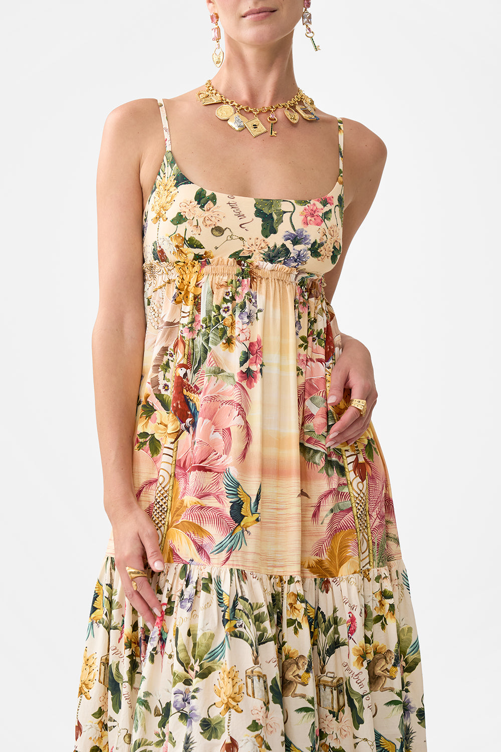 LONG DRESS WITH JERSEY BODICE WELCOME TO THE WHITE LOTUS