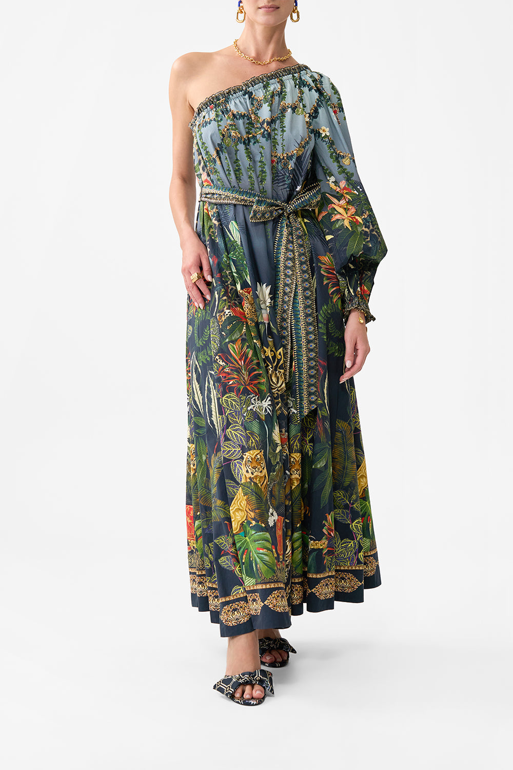 ONE SHOULDER DRESS WITH BLOUSON SLEEVE READY FOR MY WELCOME DRINK