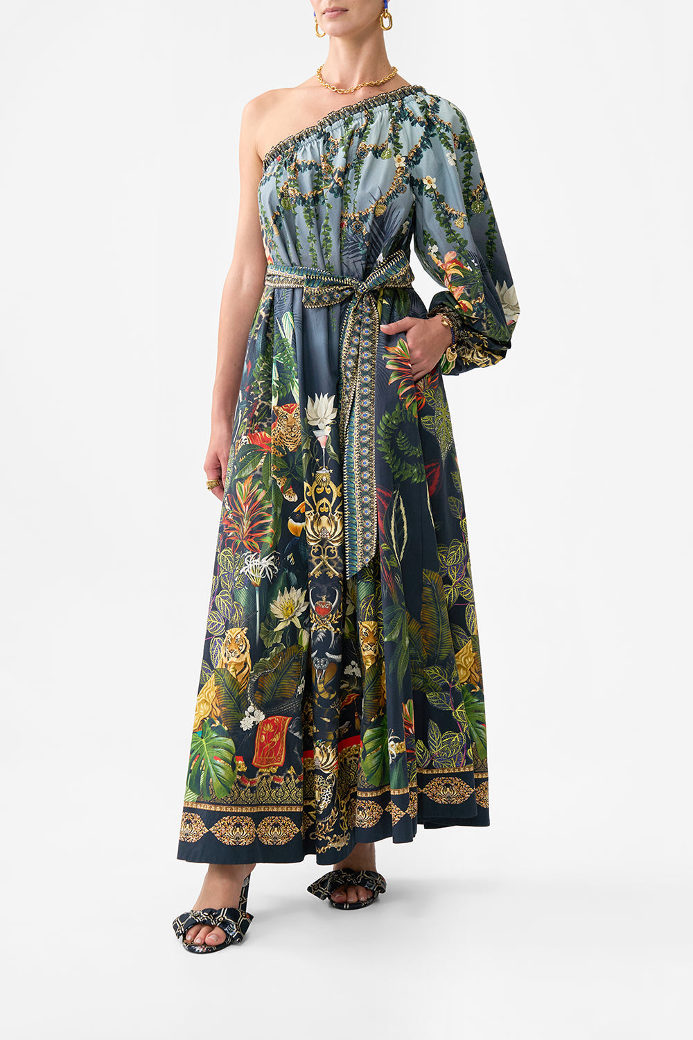 ONE SHOULDER DRESS WITH BLOUSON SLEEVE READY FOR MY WELCOME DRINK