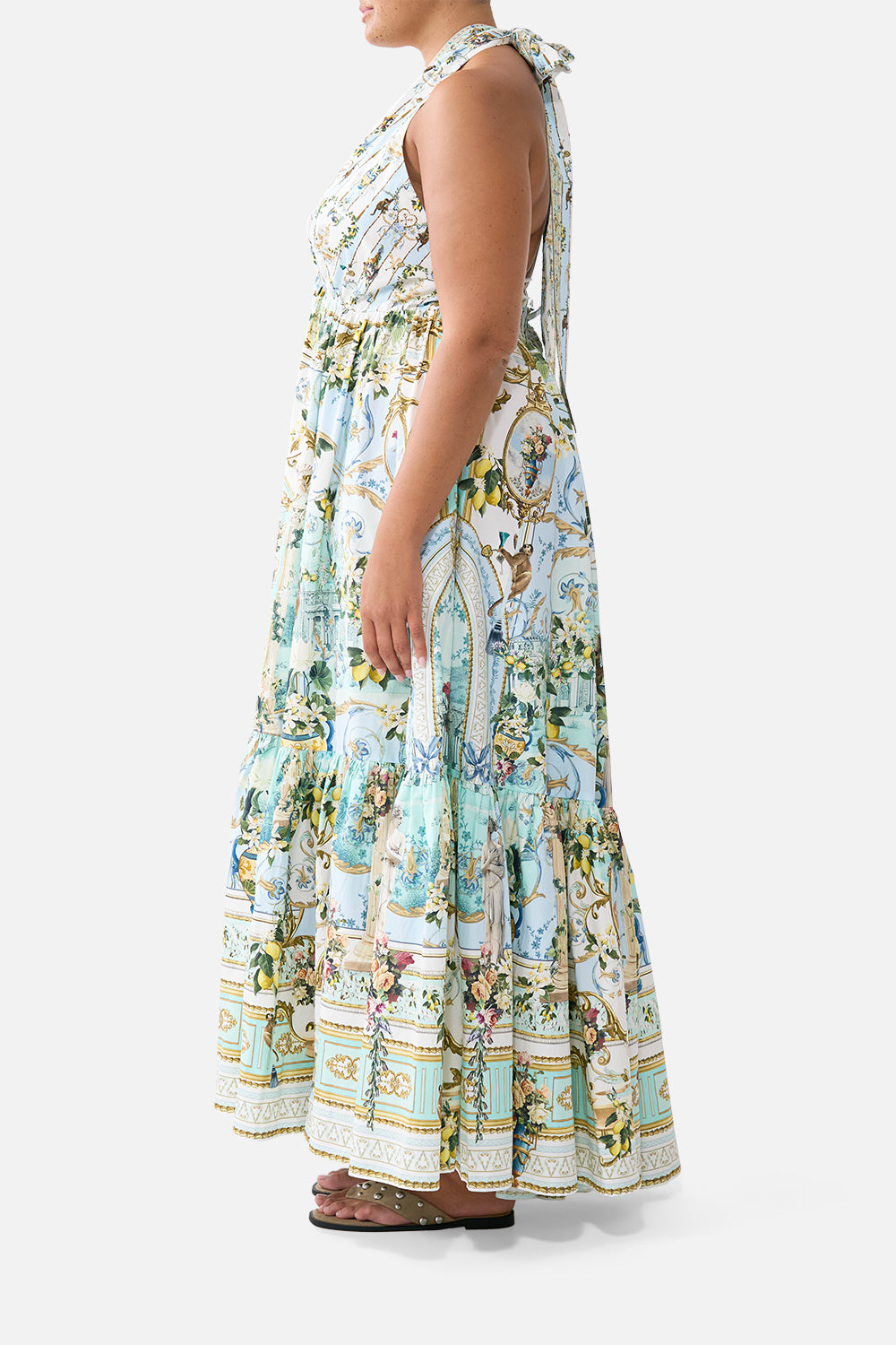 RUFFLE HEM HALTER DRESS VENUS ON A VESPA