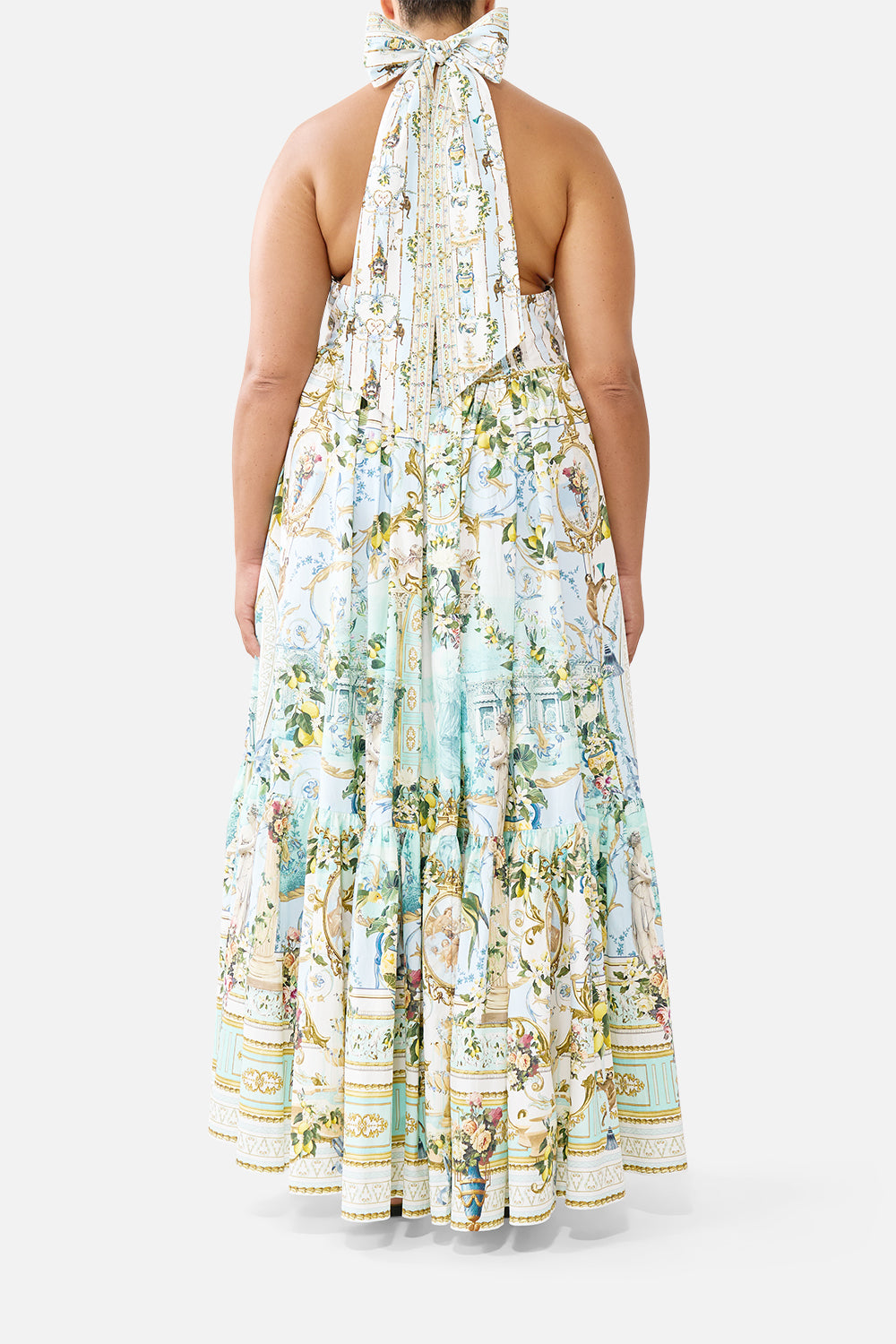 RUFFLE HEM HALTER DRESS VENUS ON A VESPA