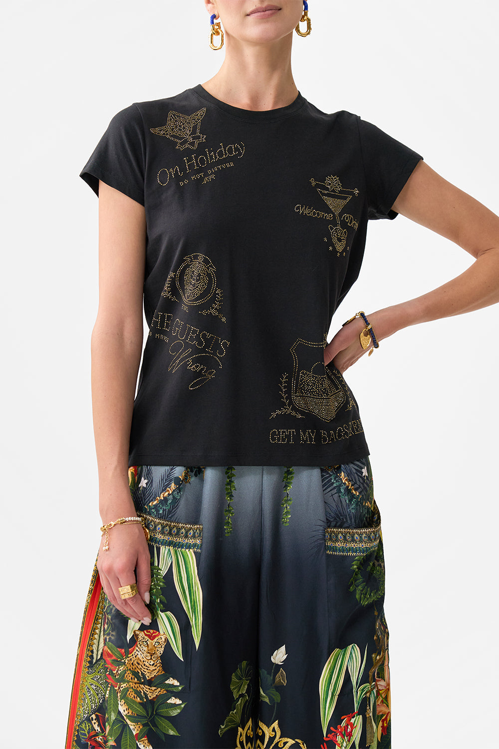 SLIM FIT ROUND NECK T-SHIRT READY FOR MY WELCOME DRINK