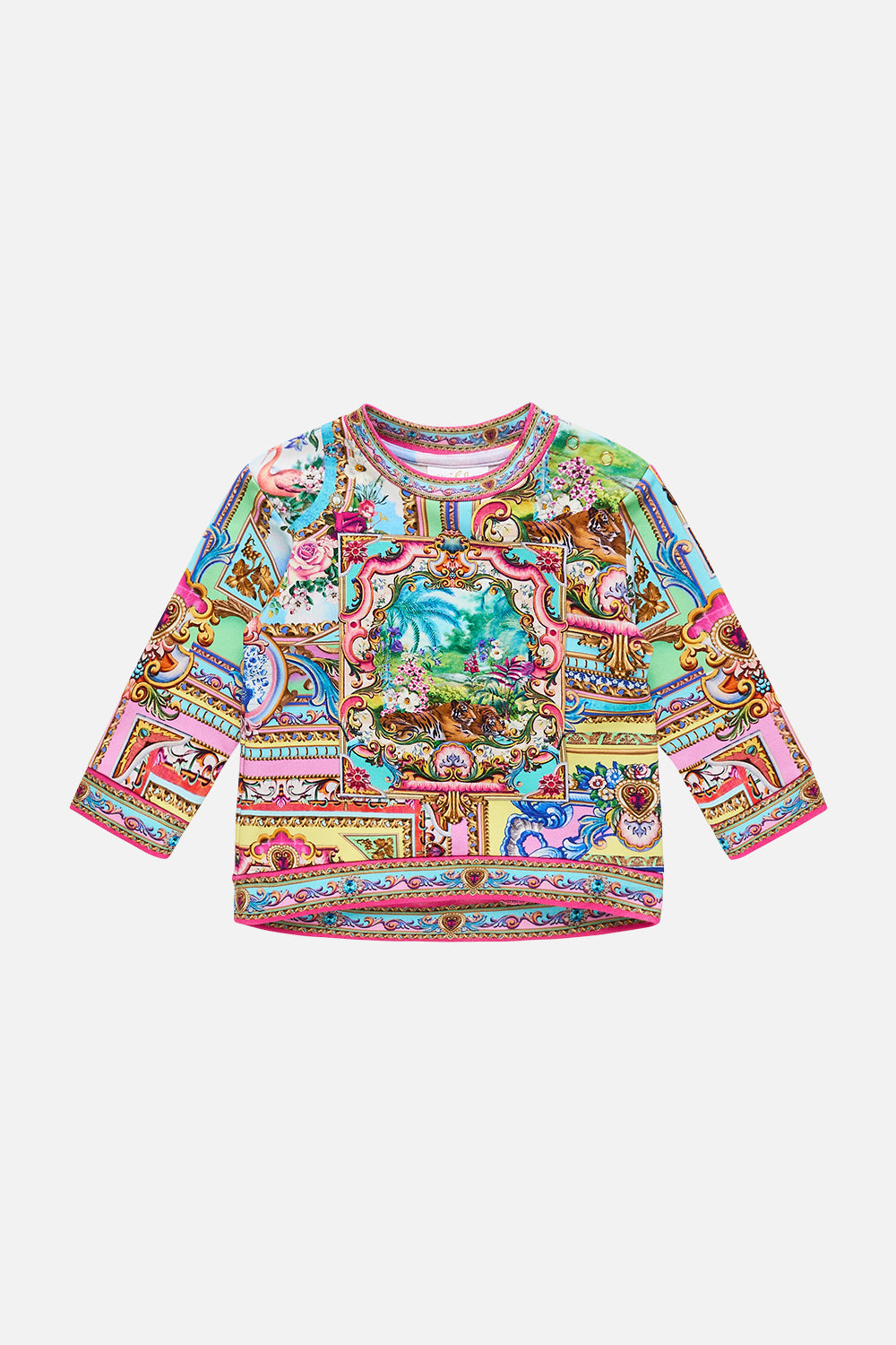 The CAMILLA Babies Relaxed Crew Neck Sweater in our Spirit Of Santa Maria print.