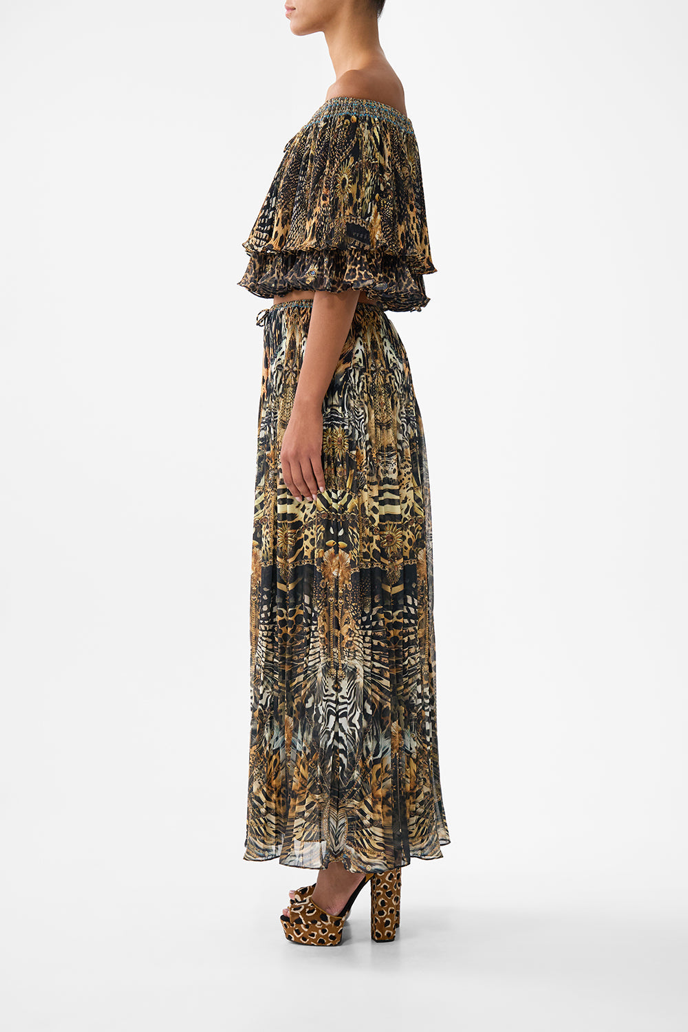 PLEATED MIDI SKIRT FELINE FOLKLORE