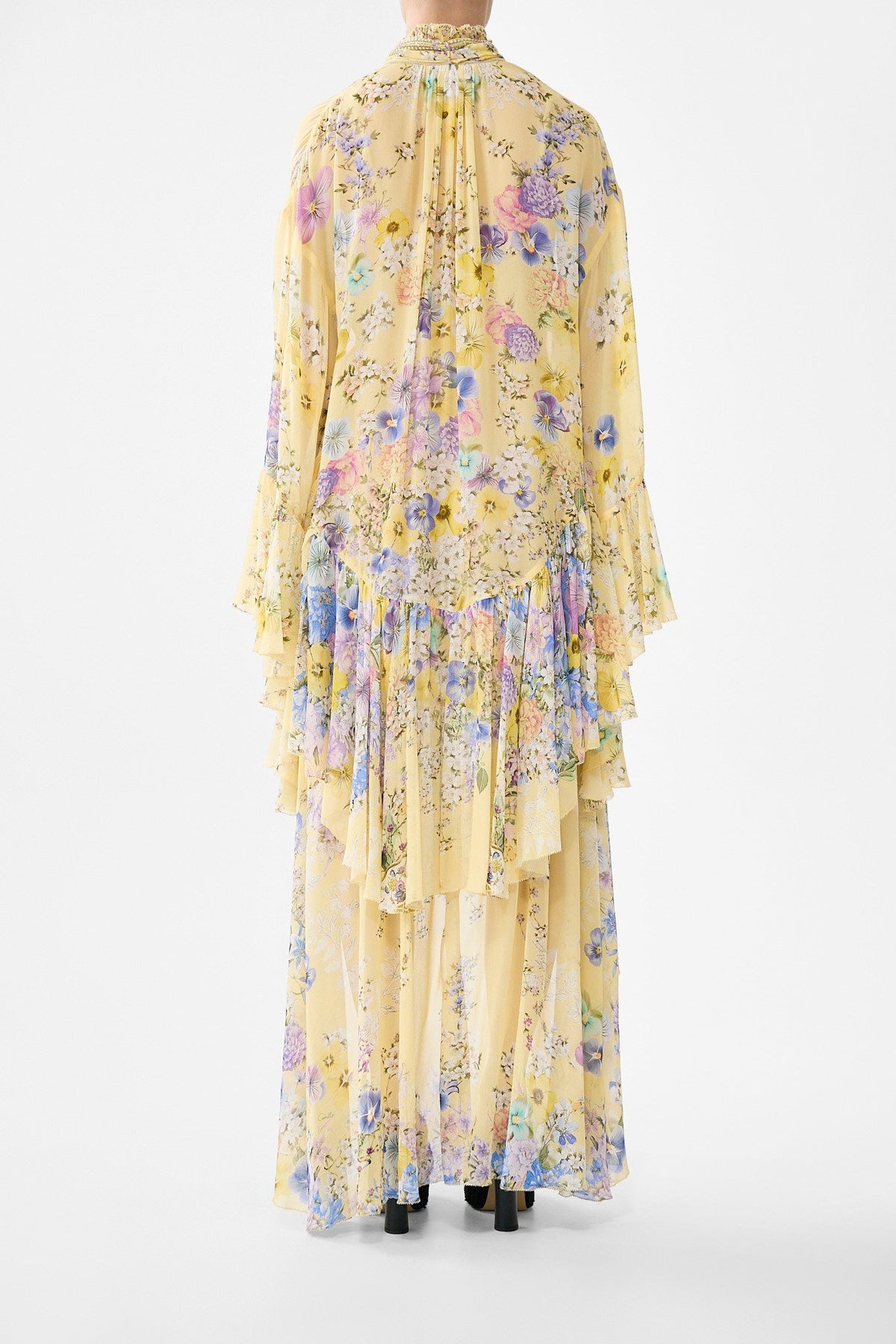 RUFFLE HIGH LOW DRESS WITH LONG SLEEVE DARLING BUDS