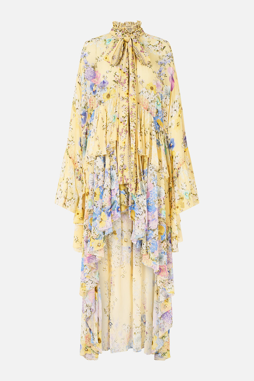 RUFFLE HIGH LOW DRESS WITH LONG SLEEVE DARLING BUDS