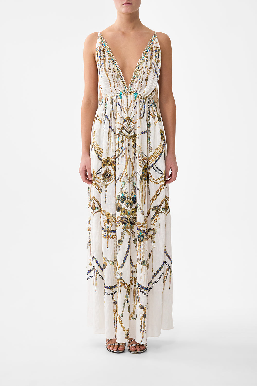 OPEN BACK LONG CAPE DRESS CHAIN GANG