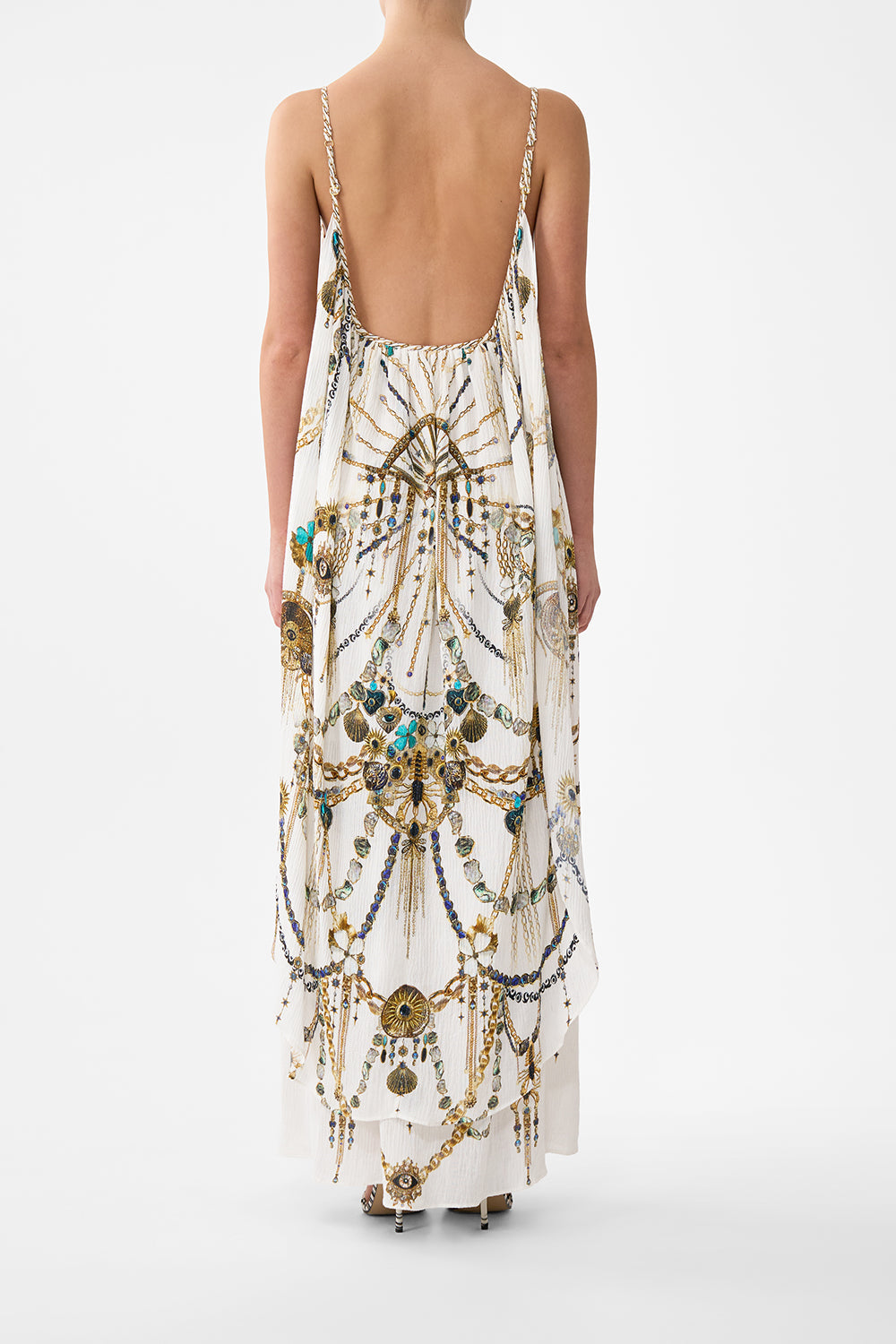 OPEN BACK LONG CAPE DRESS CHAIN GANG