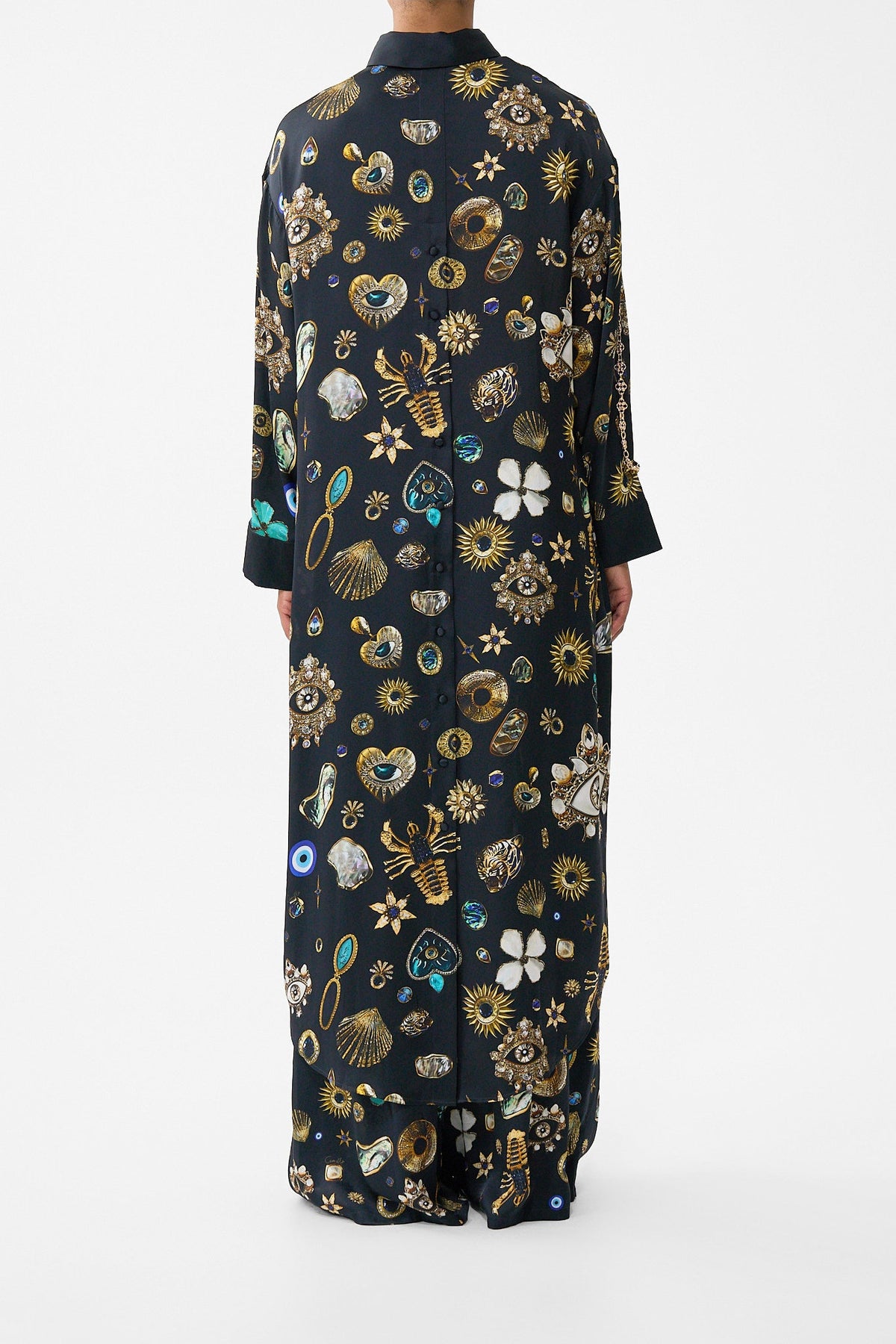 SHIRT DRESS WITH BACK BUTTON DETAIL AMULETS AND ALCHEMY