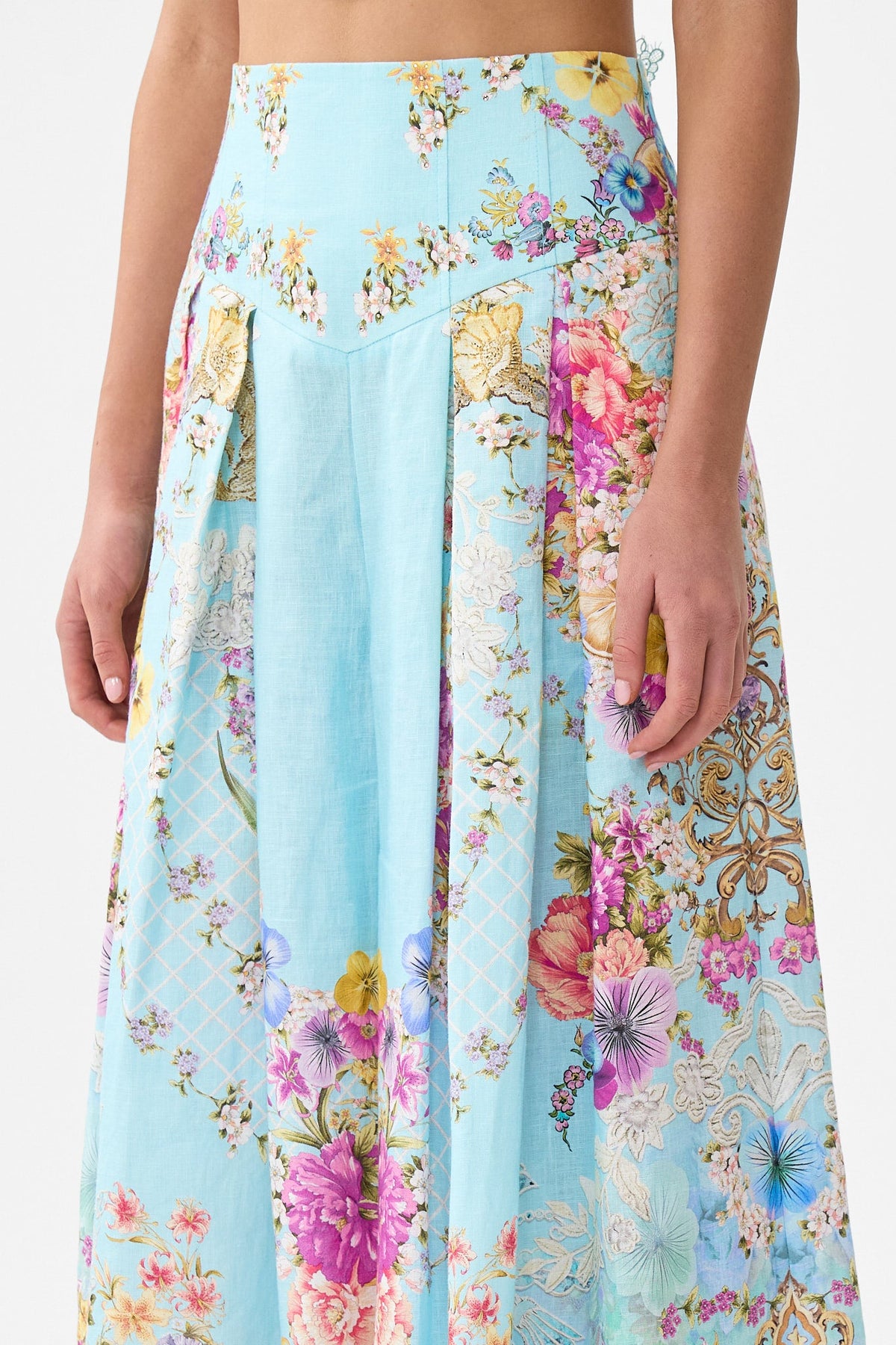 CORSET WAIST WIDE LEG PANT BAZAAR BLOOMS