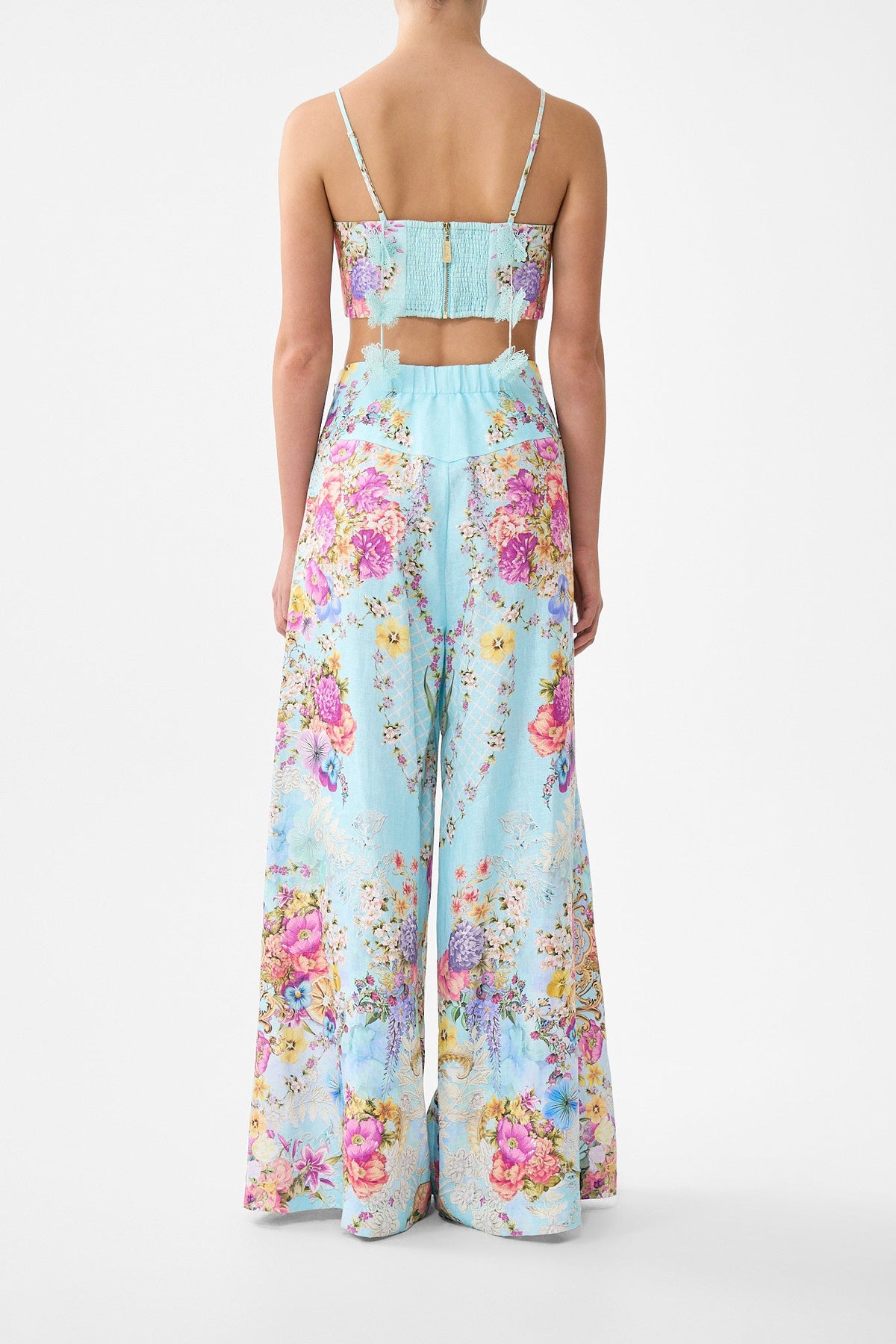 CORSET WAIST WIDE LEG PANT BAZAAR BLOOMS
