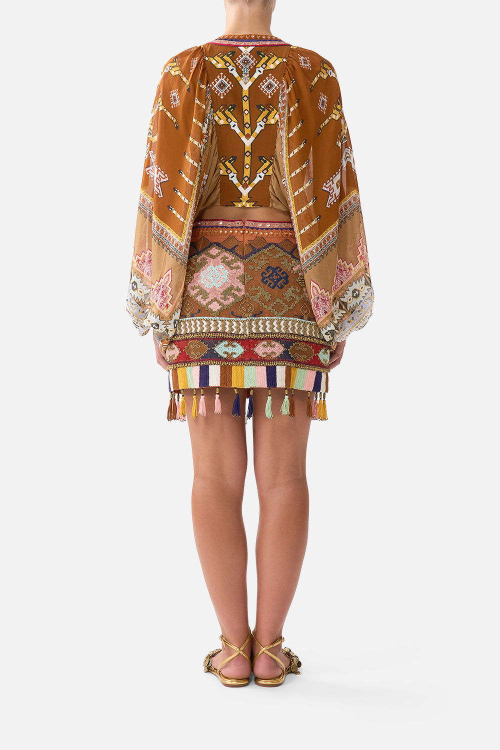 LACE UP FRONT BLOUSON SLEEVE BLOUSE FABRIC OF TIME