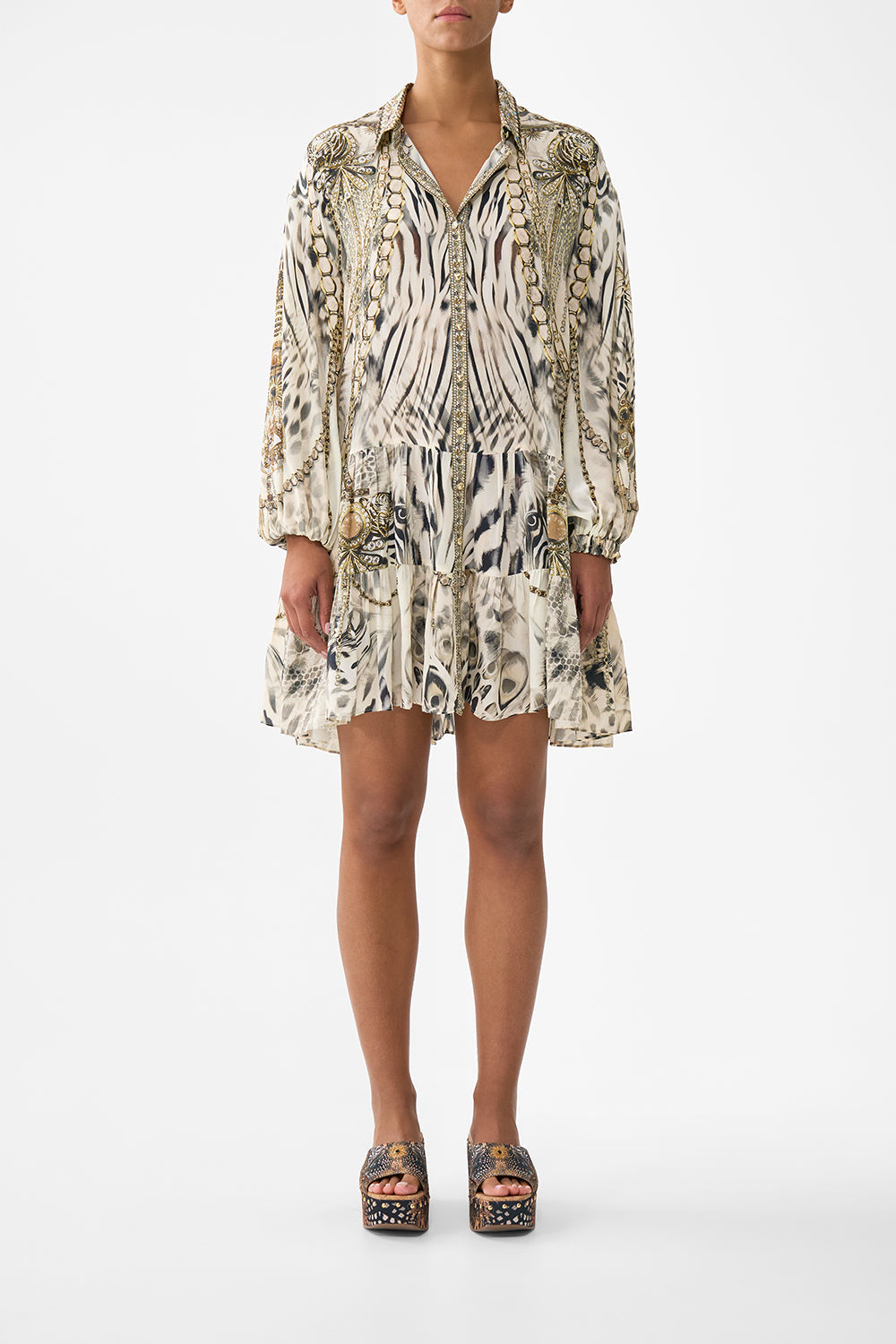 LONG SLEEVE TIERED SHORT DRESS LADY LIONHEART