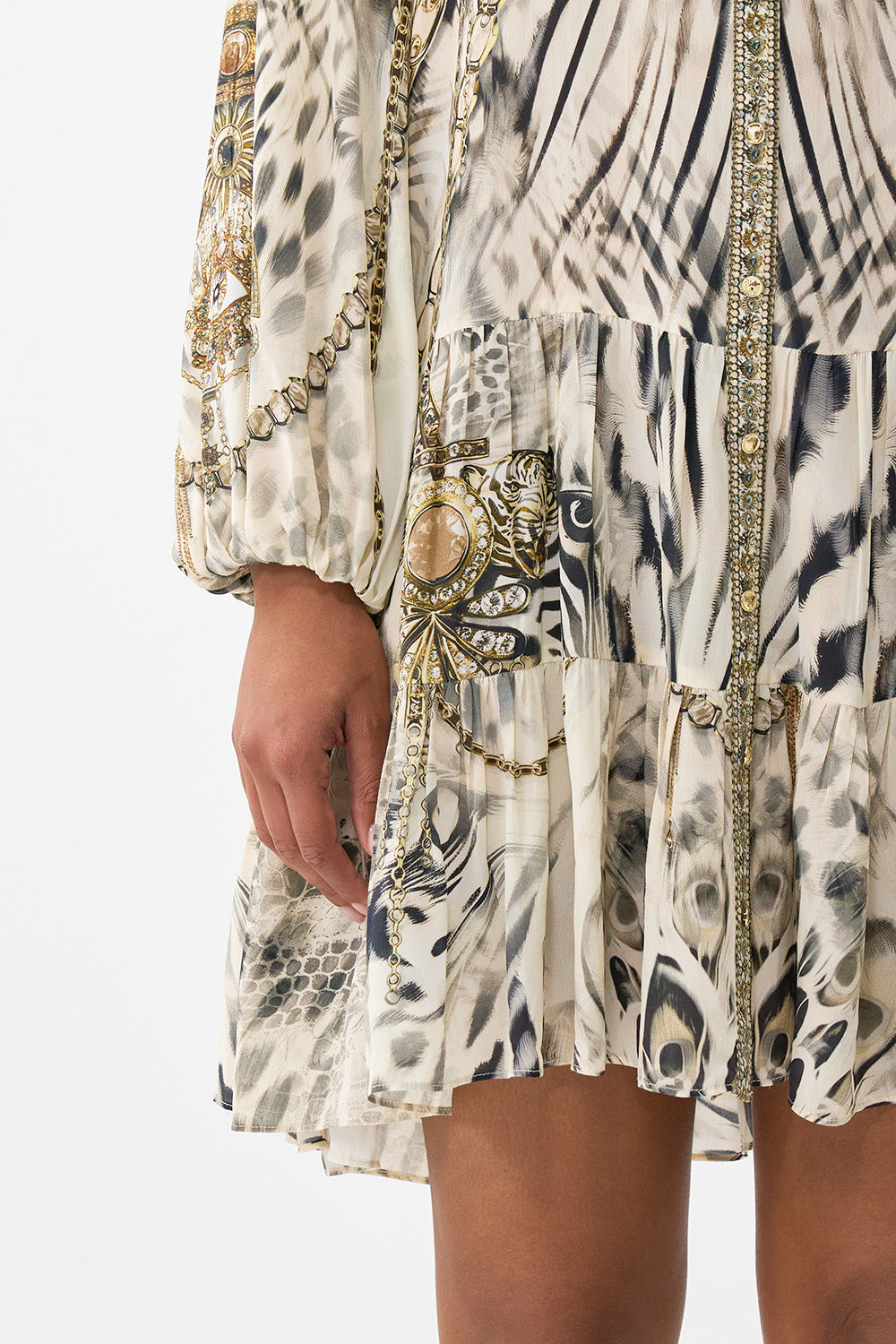 LONG SLEEVE TIERED SHORT DRESS LADY LIONHEART