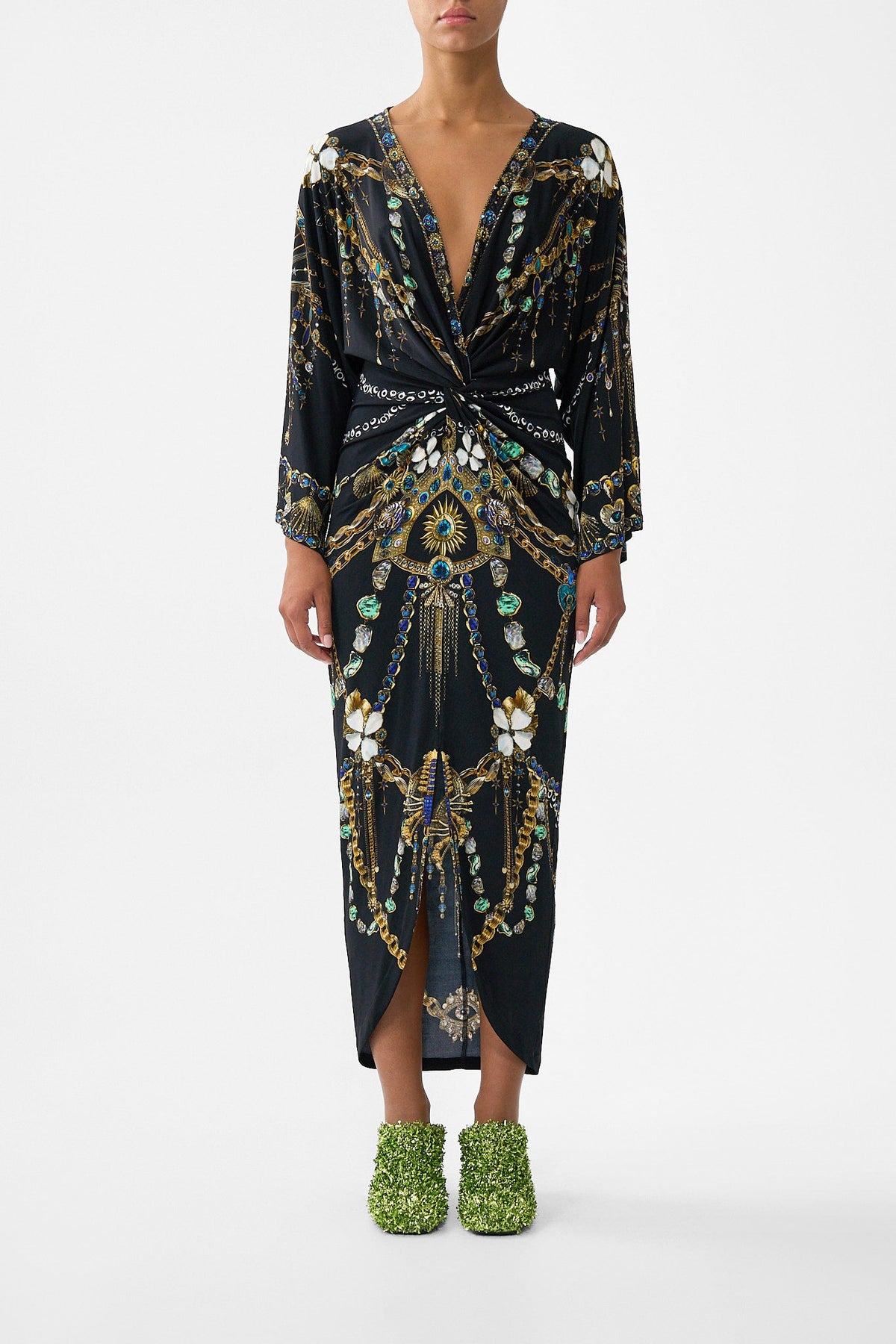 LONG SPLIT FRONT TWIST DRESS AMULETS AND ALCHEMY