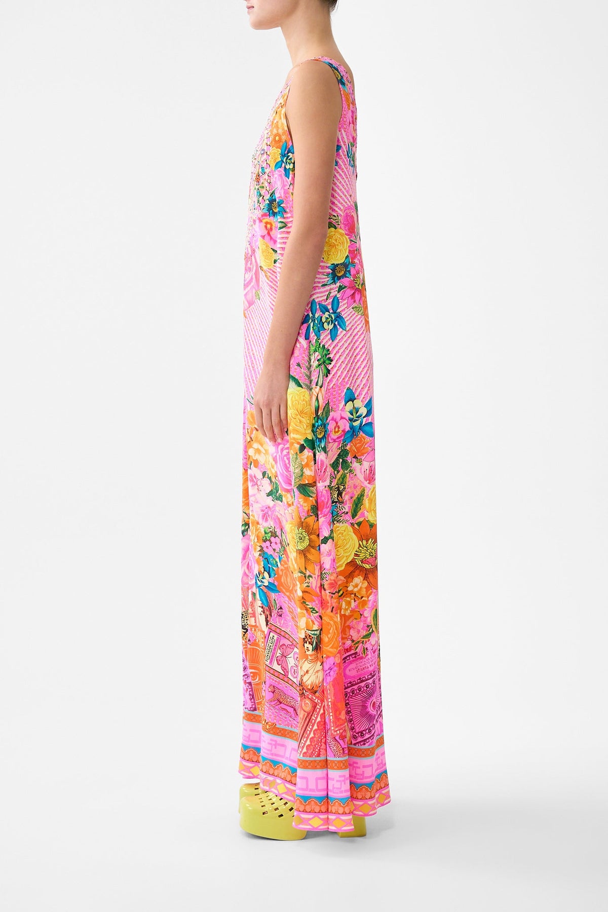 V-NECK FLARED JUMPSUIT ILLUSTRATION NATION