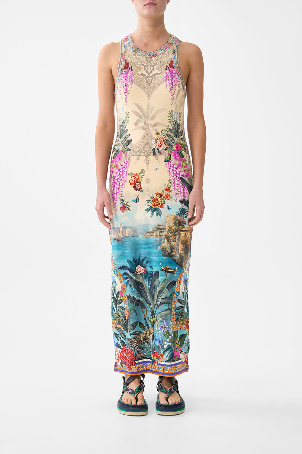 JERSEY TANK DRESS BODRUM BOTANICALS