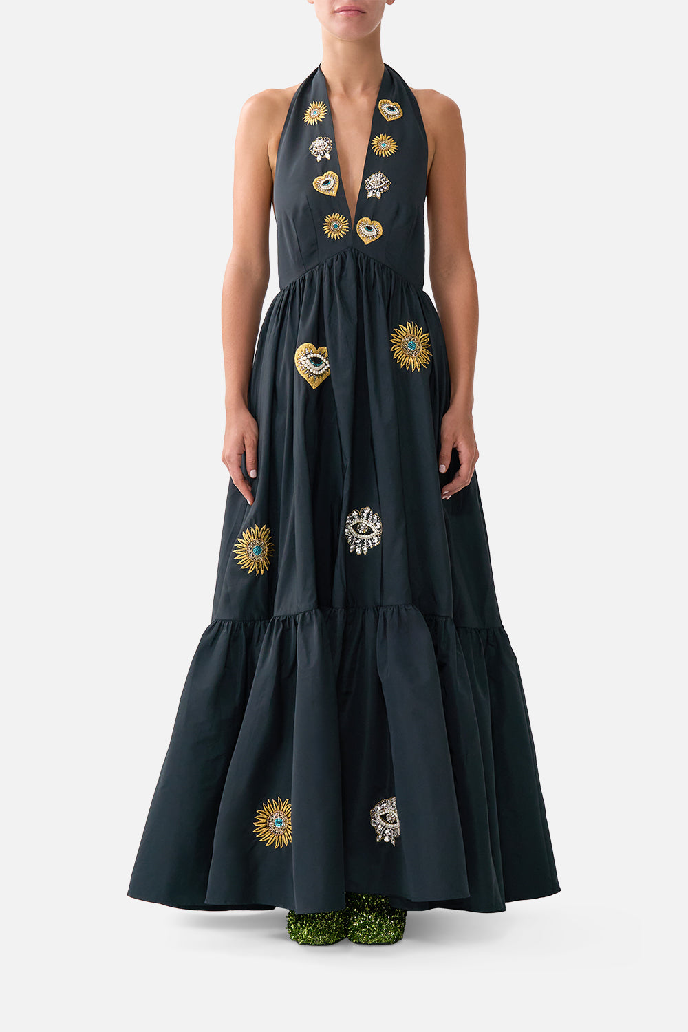 RUFFLE HEM HALTER DRESS AMULETS AND ALCHEMY