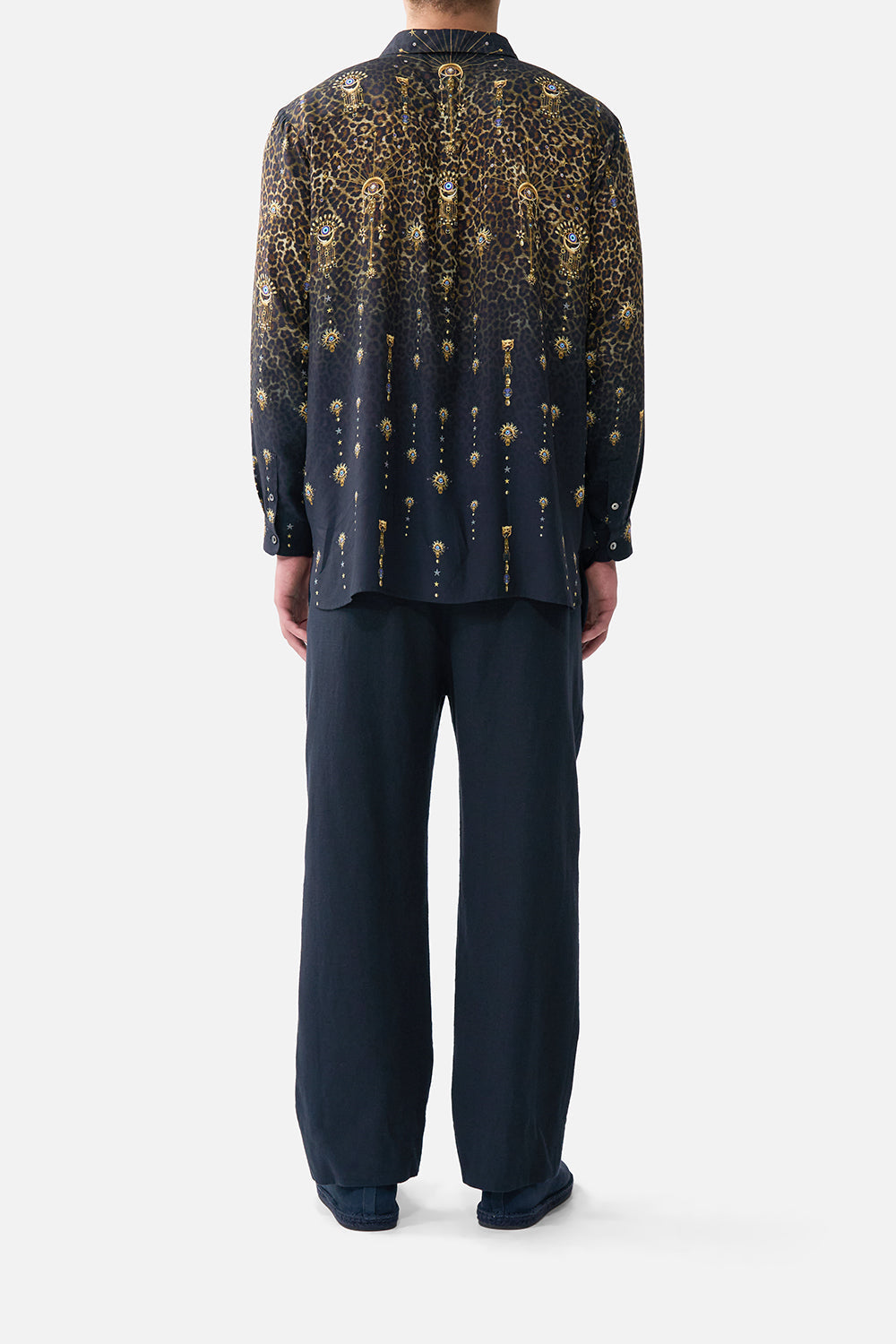 LONG SLEEVE HALF PLACKET TUNIC SHIRT FELINE FOLKLORE