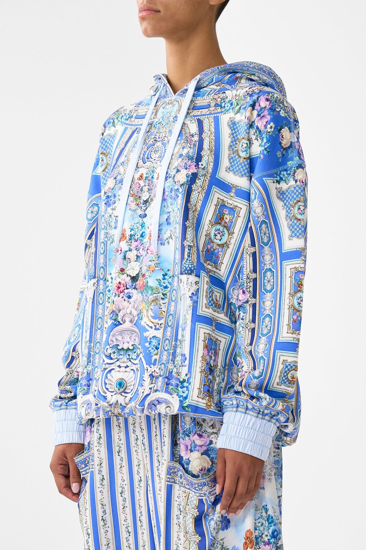 CONTRAST BAND OVERSIZED HOODIE WITH POCKETS OTTOMAN OPULENCE