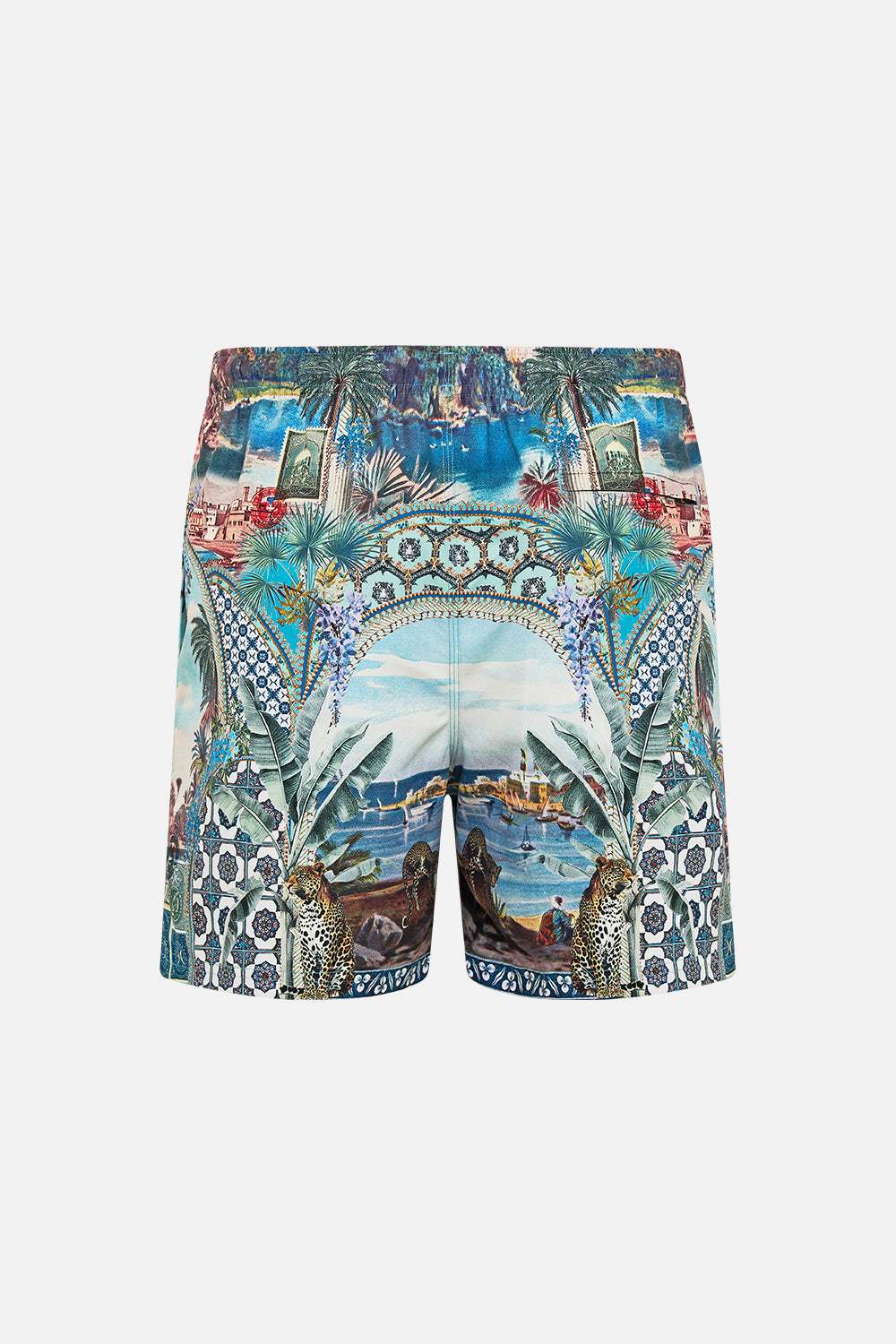 MID LENGTH BOARDSHORT WITH ELASTIC WAIST POSTCARDS & PALM TREES