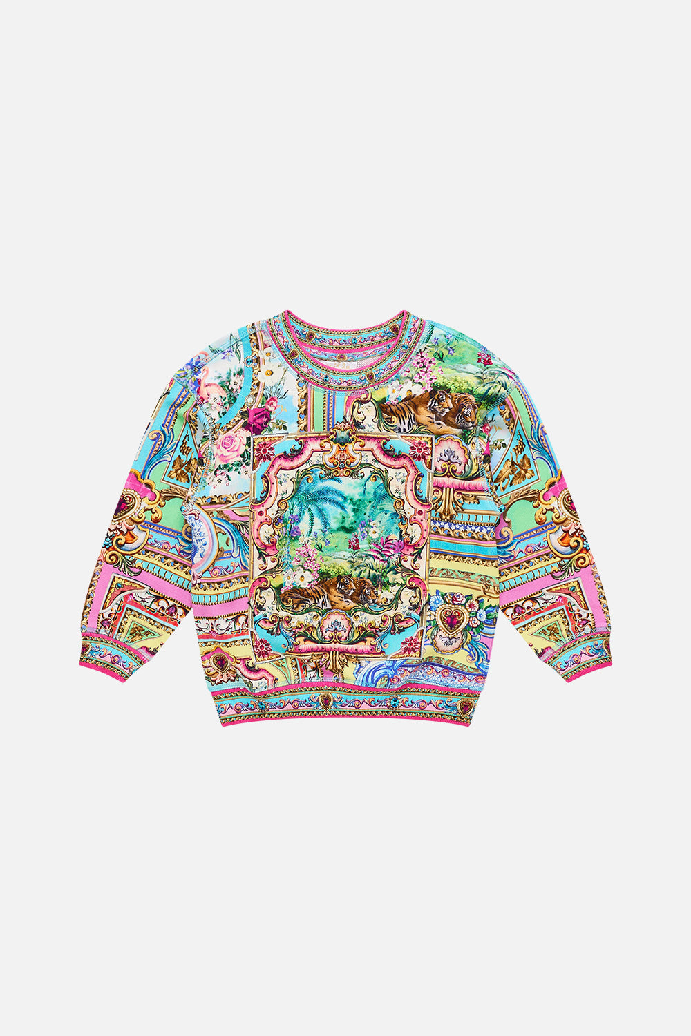 The CAMILLA Kids Relaxed Crew Neck Sweater 12-14 in our Spirit Of Santa Maria print.