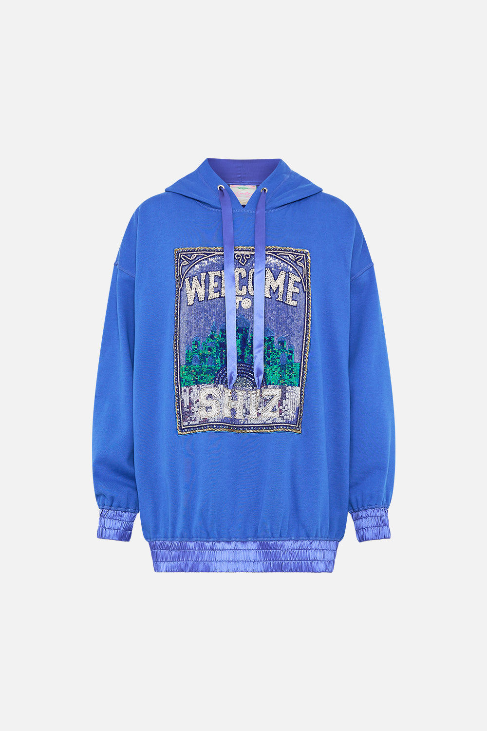 SILK BAND OVERSIZED HOODIE WITH POCKETS- BLUE DEFY GRAVITY