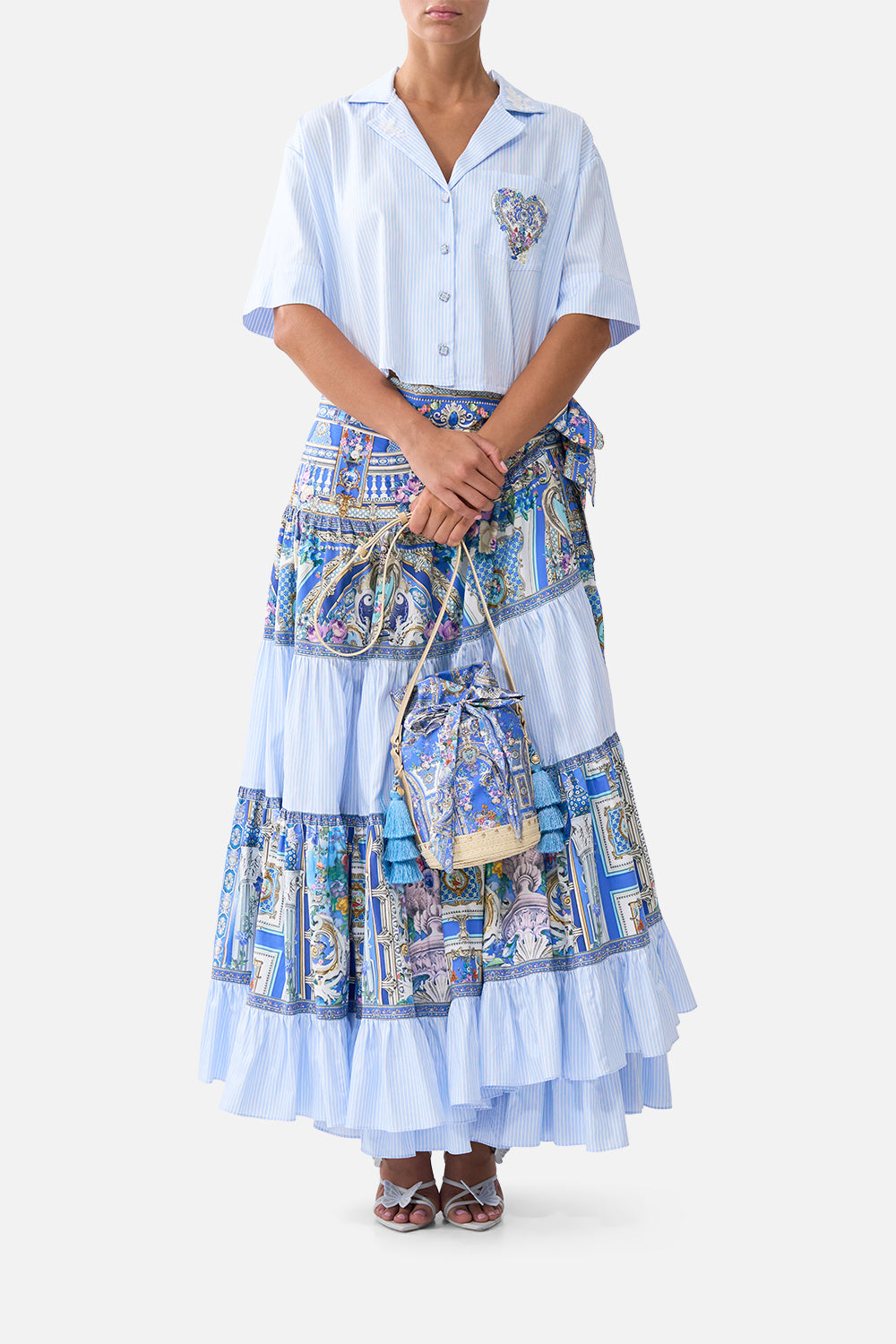 TIE TOP BUCKET BAG WITH TASSELS OTTOMAN OPULENCE