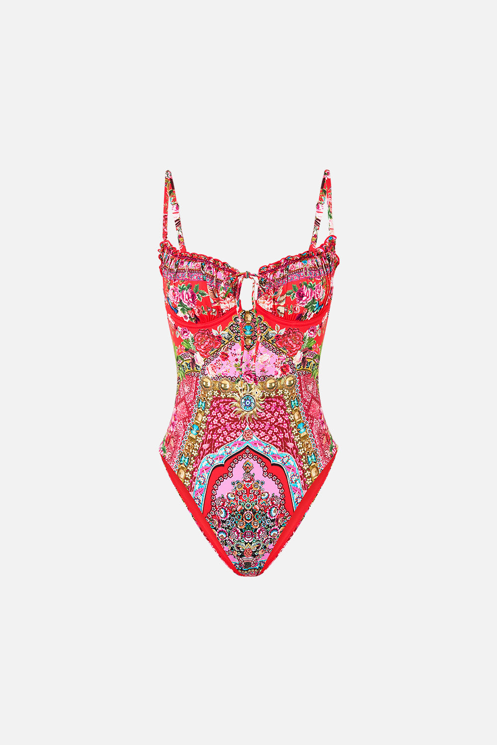 RUCHED CUP UNDERWIRE ONE PIECE WITH FRONT TIE HEIRLOOM EMPIRE