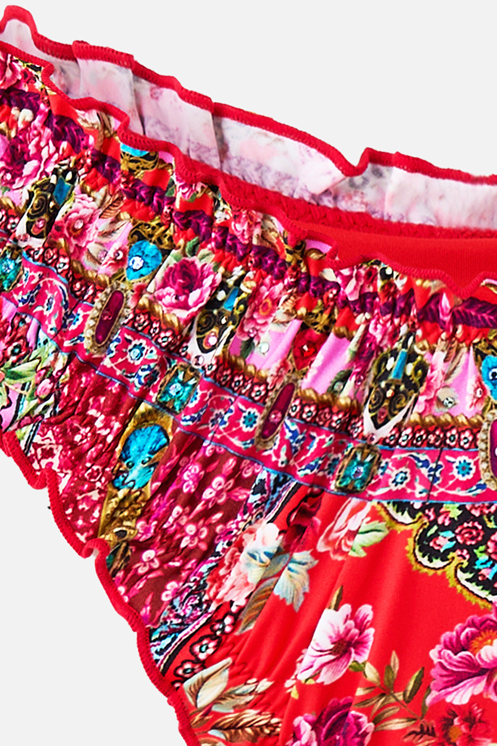 RUCHED SKIMPY BIKINI BOTTOM WITH TIE SIDES HEIRLOOM EMPIRE