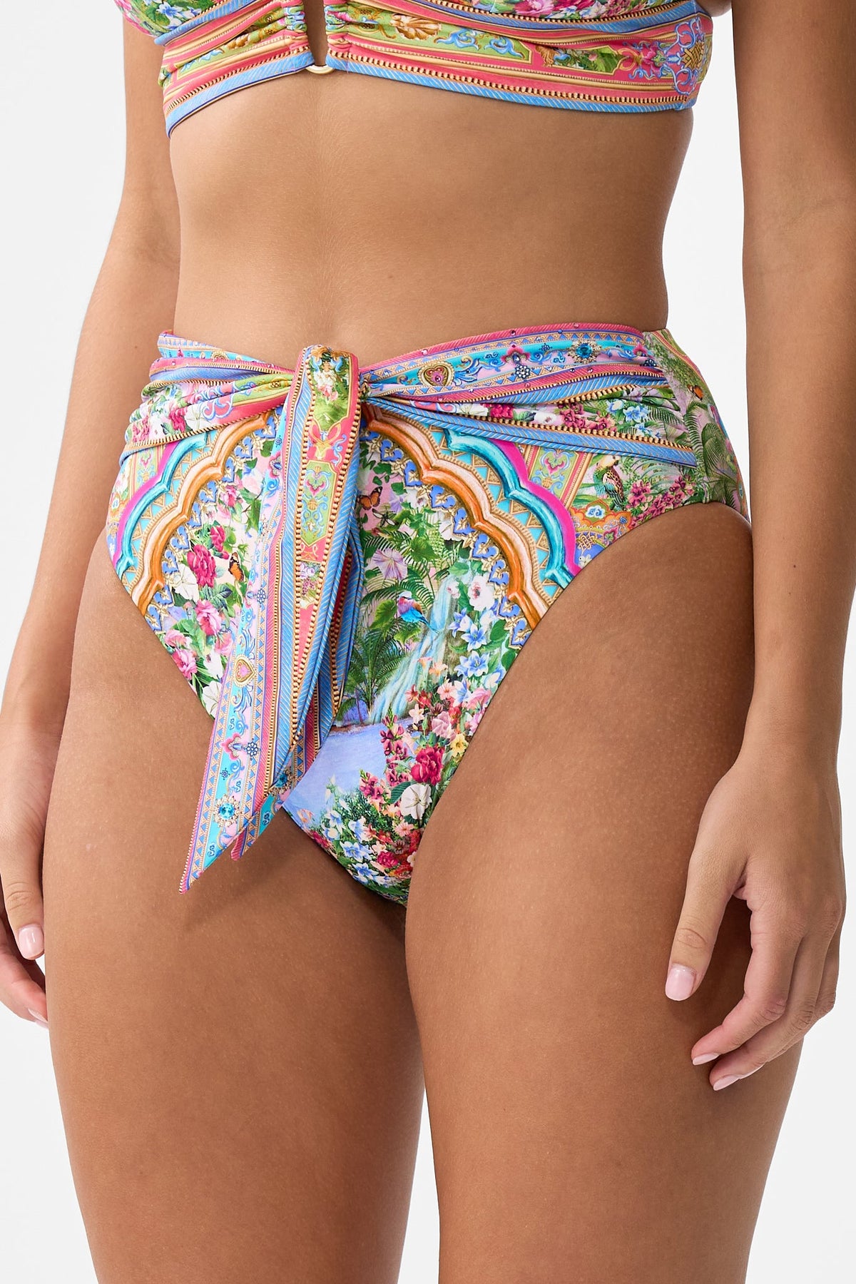 HIGH WAIST BIKINI BOTTOM WITH WAIST TIE TURKISH DELIGHT