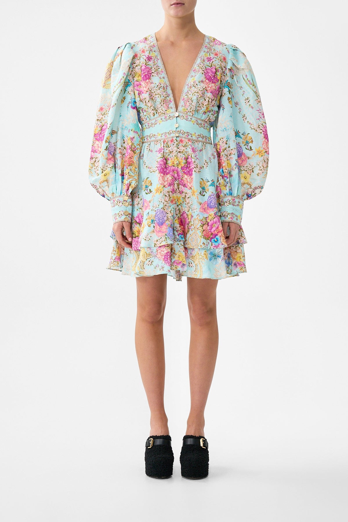 BUTTON FRONT FRILL DRESS BAZAAR BLOOMS