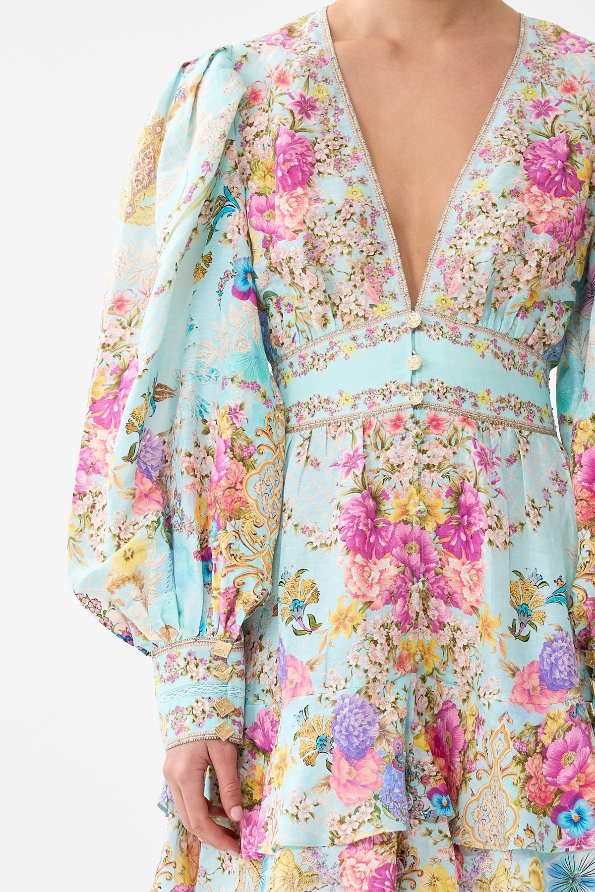 BUTTON FRONT FRILL DRESS BAZAAR BLOOMS