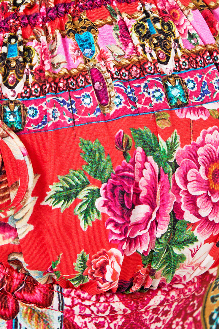 RUCHED CUP UNDERWIRE BIKINI TOP WITH FRONT TIE HEIRLOOM EMPIRE