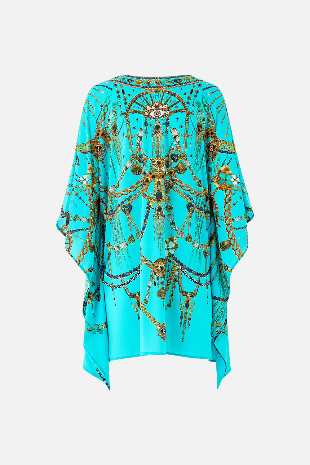 SHORT V NECK KAFTAN WITH RING FRONT TRIM TOTEMS AND TREASURES