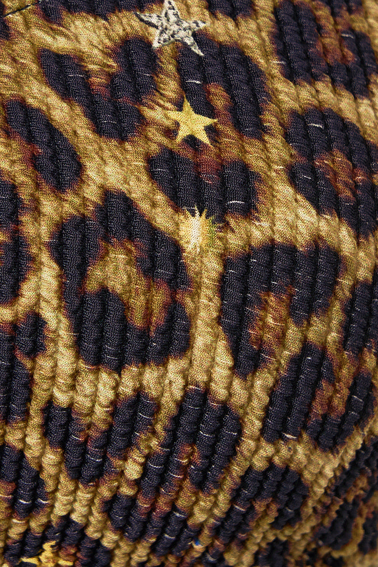 CRINKLE STRETCH CROP BIKINI TOP WITH STRAP TRIMS FELINE FOLKLORE