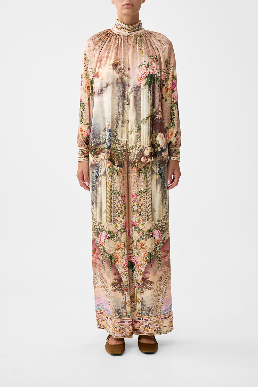 RAGLAN BUTTON UP SHIRT WATERCOLOUR WONDERLAND