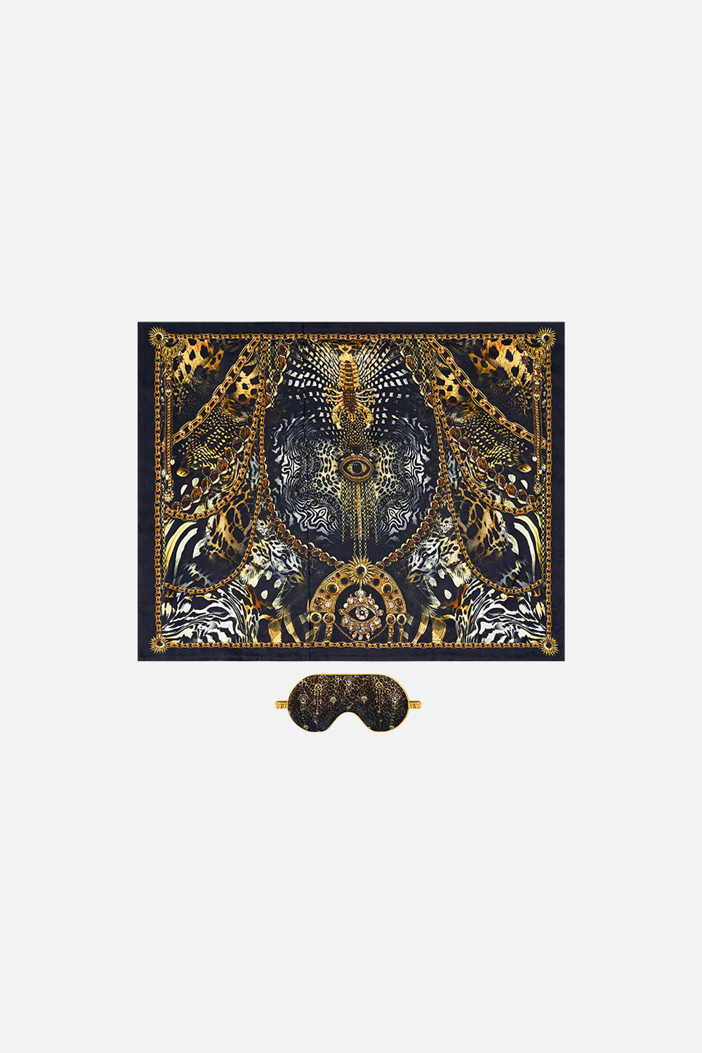 SILK PILLOWCASE AND EYE MASK SET FELINE FOLKLORE