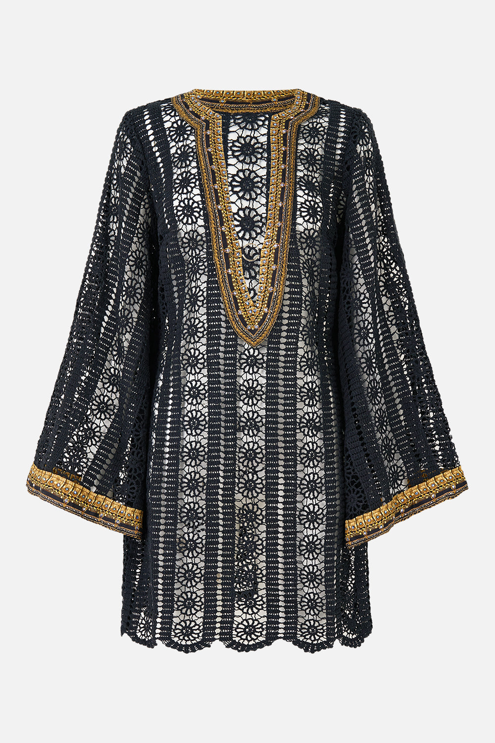 LACE DEEP V NECK HARDWARE SHORT DRESS SONG OF THE SOLSTICE