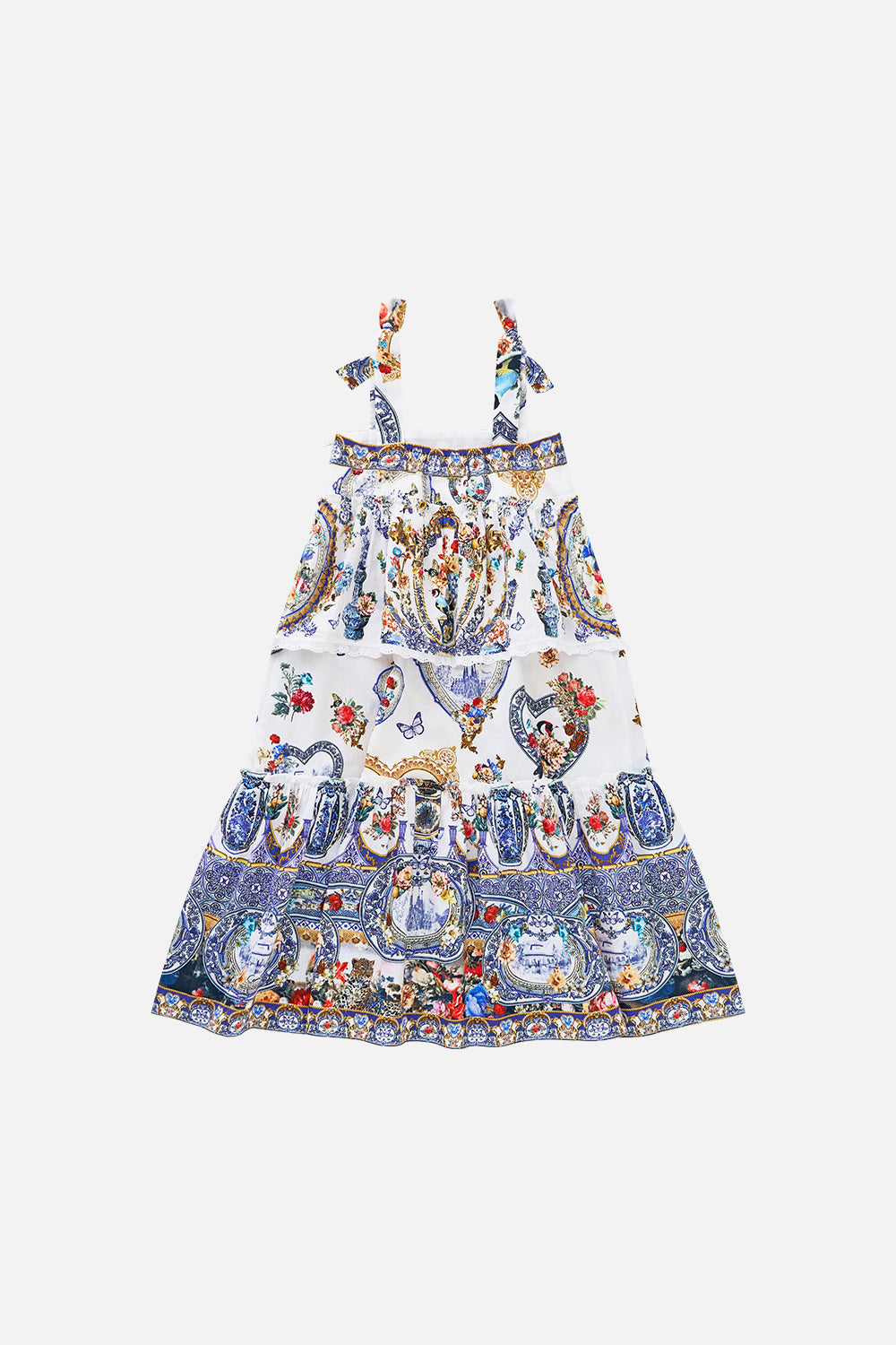 KIDS TIERED MAXI DRESS WITH BOW STRAPS THE POTTERY PARLOUR