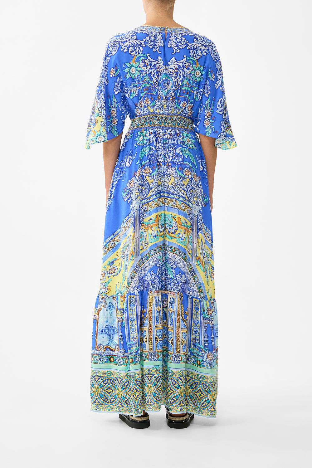 WAISTED DRESS WITH HEM RUFFLE BENEATH THE ANDALUSIAN SUN